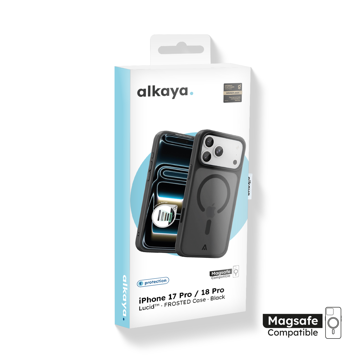 alkaya. | LUCID FROSTED Case kompatibel mit Magsafe schwarz, iPhone 18 Pro/17 Pro