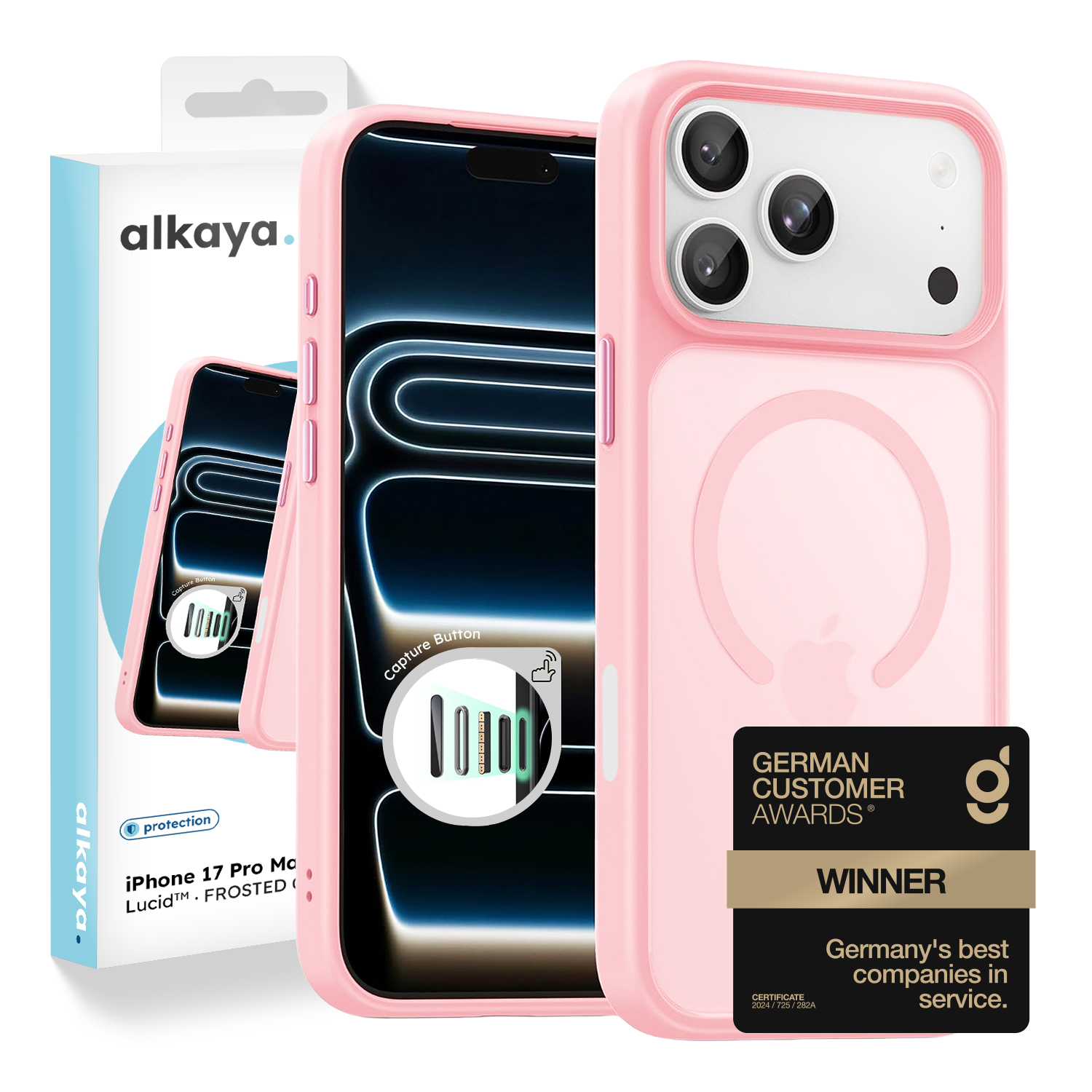 alkaya. | LUCID FROSTED Case kompatibel mit Magsafe pink, iPhone 17 Pro Max/18 Pro Max