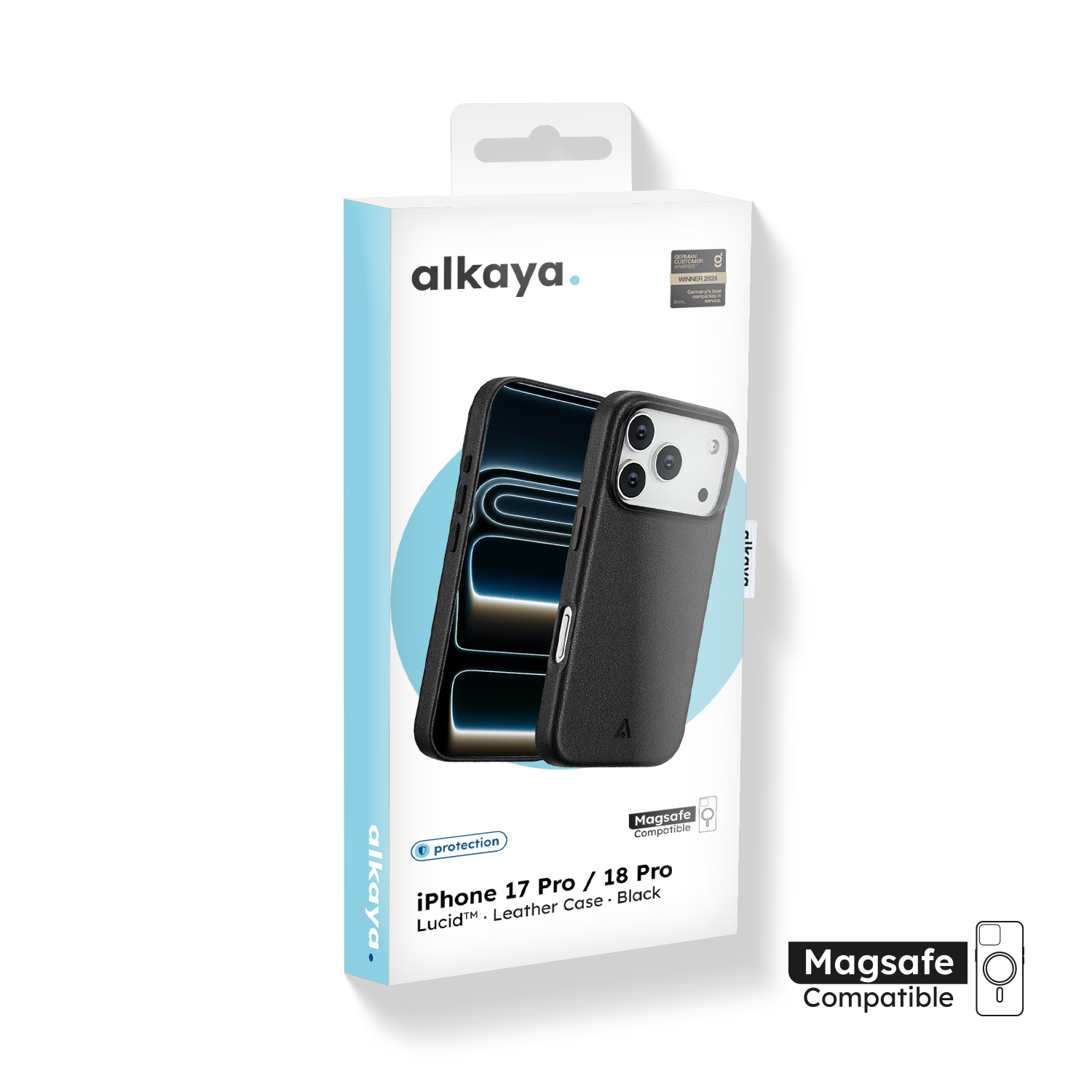 alkaya. | LUCID PU-Leder Case kompatibel mit Magsafe schwarz, iPhone 18 Pro/17 Pro