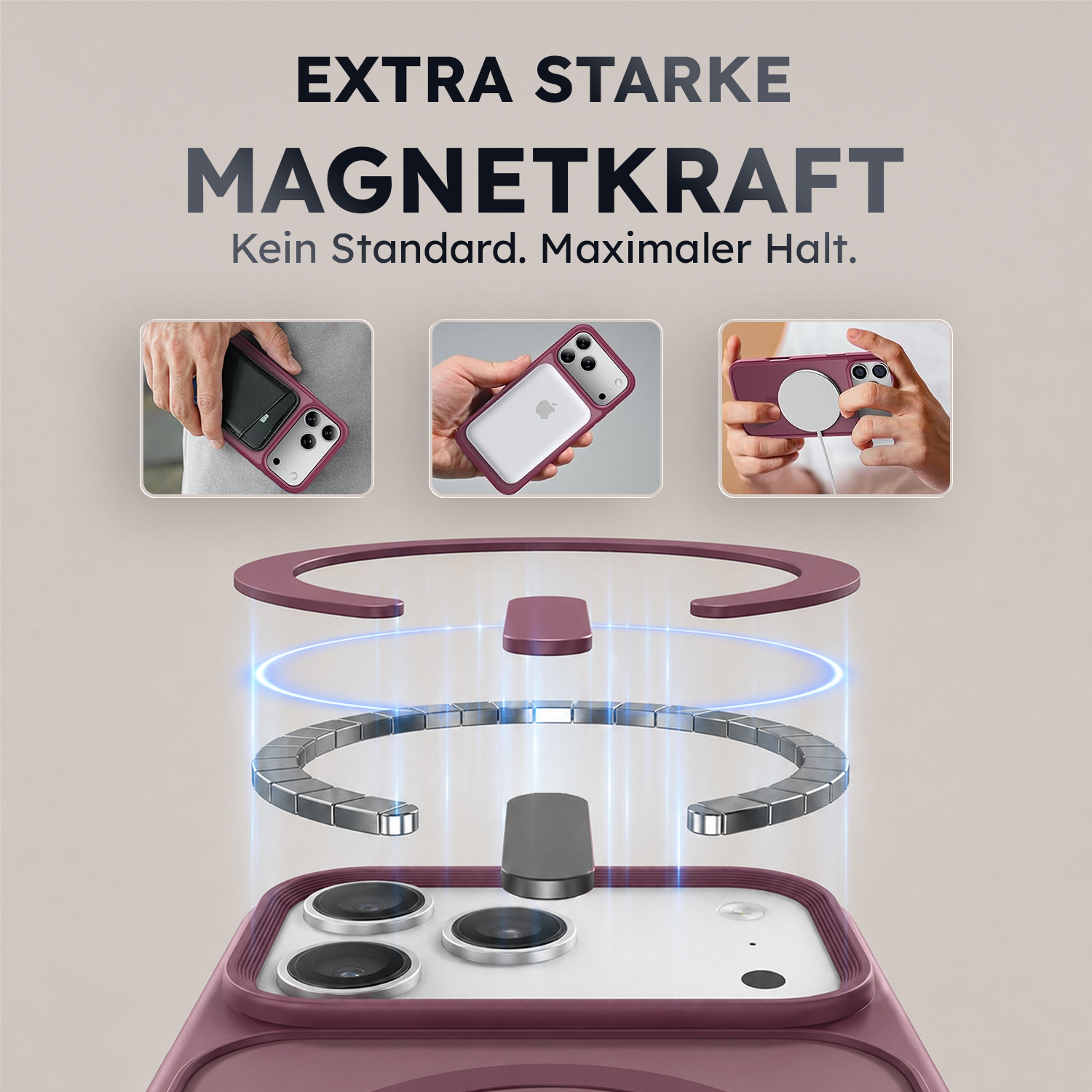 alkaya. | LUCID FROSTED Case kompatibel mit Magsafe dark cherry, iPhone 17 Pro/18 Pro