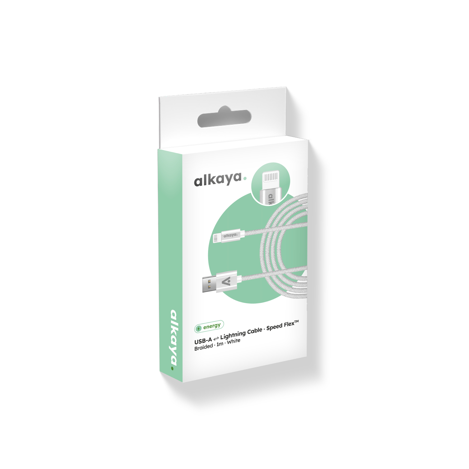 alkaya. | Speed Flex | Datenkabel | Geflochten | USB A+L Weiß, 1 Meter