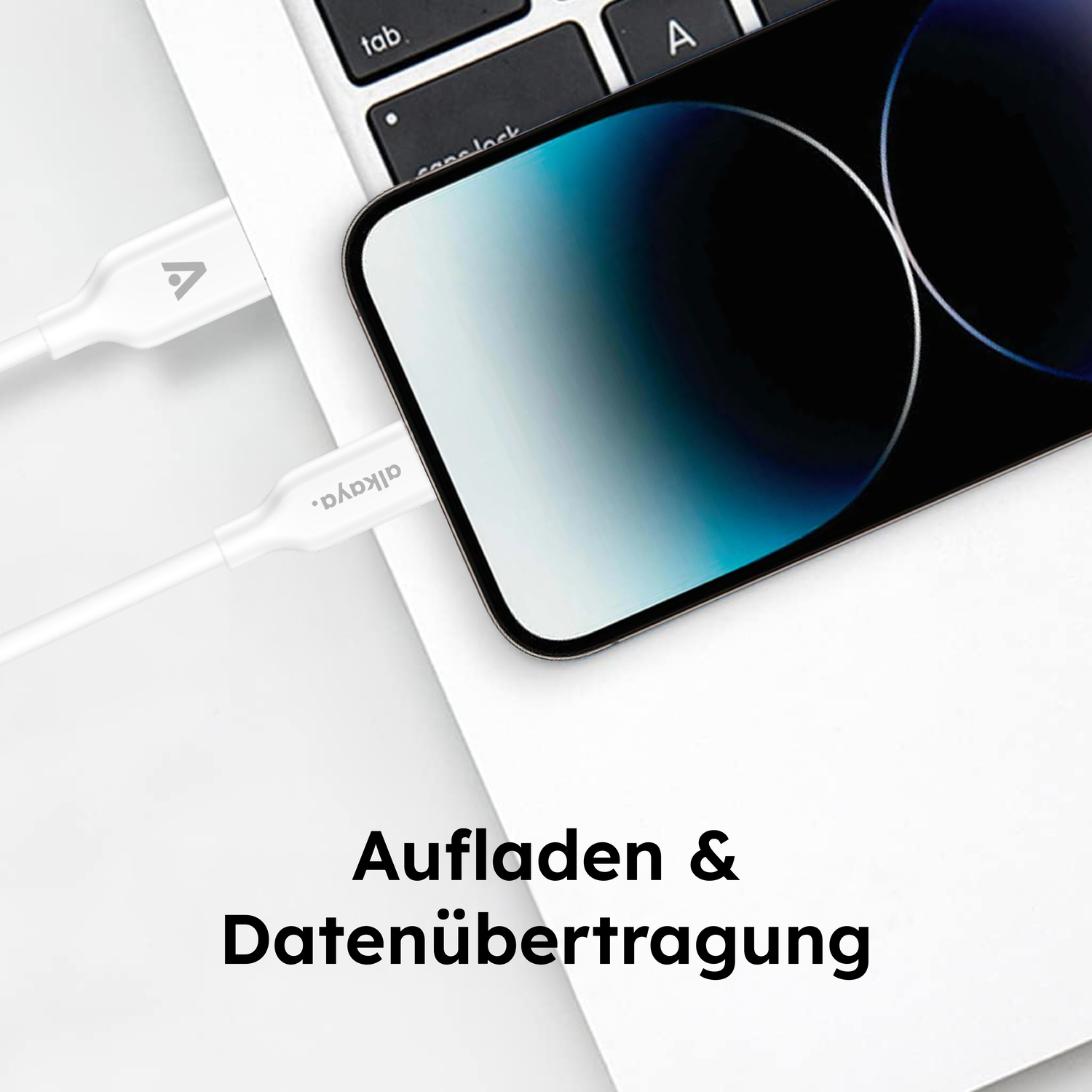 alkaya. | Speed Flex | Datenkabel | Silikon | USB A+L Weiß, 1 Meter