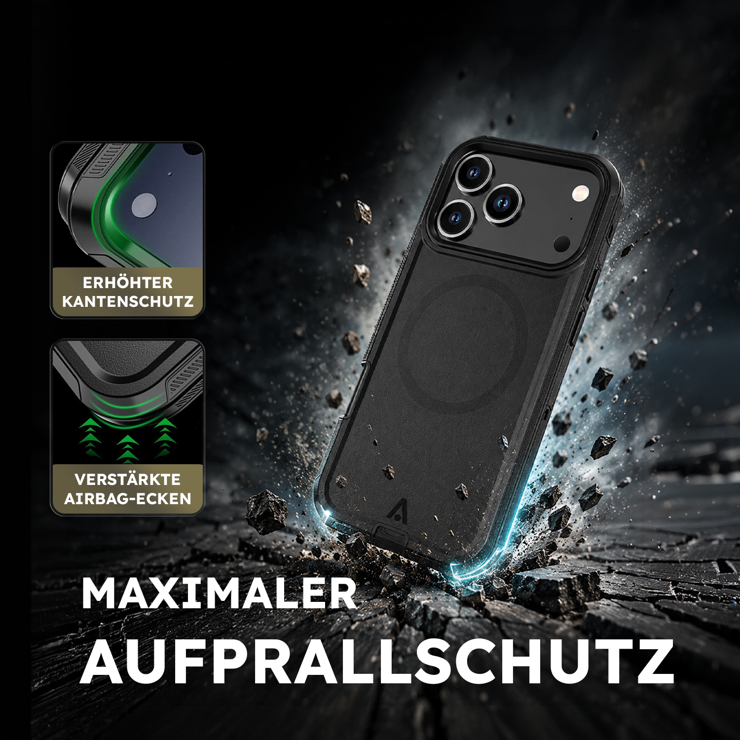 alkaya. | LUCID G-HAN MILITARY Case kompatibel mit Magsafe iPhone 18 Pro/17 Pro, schwarz