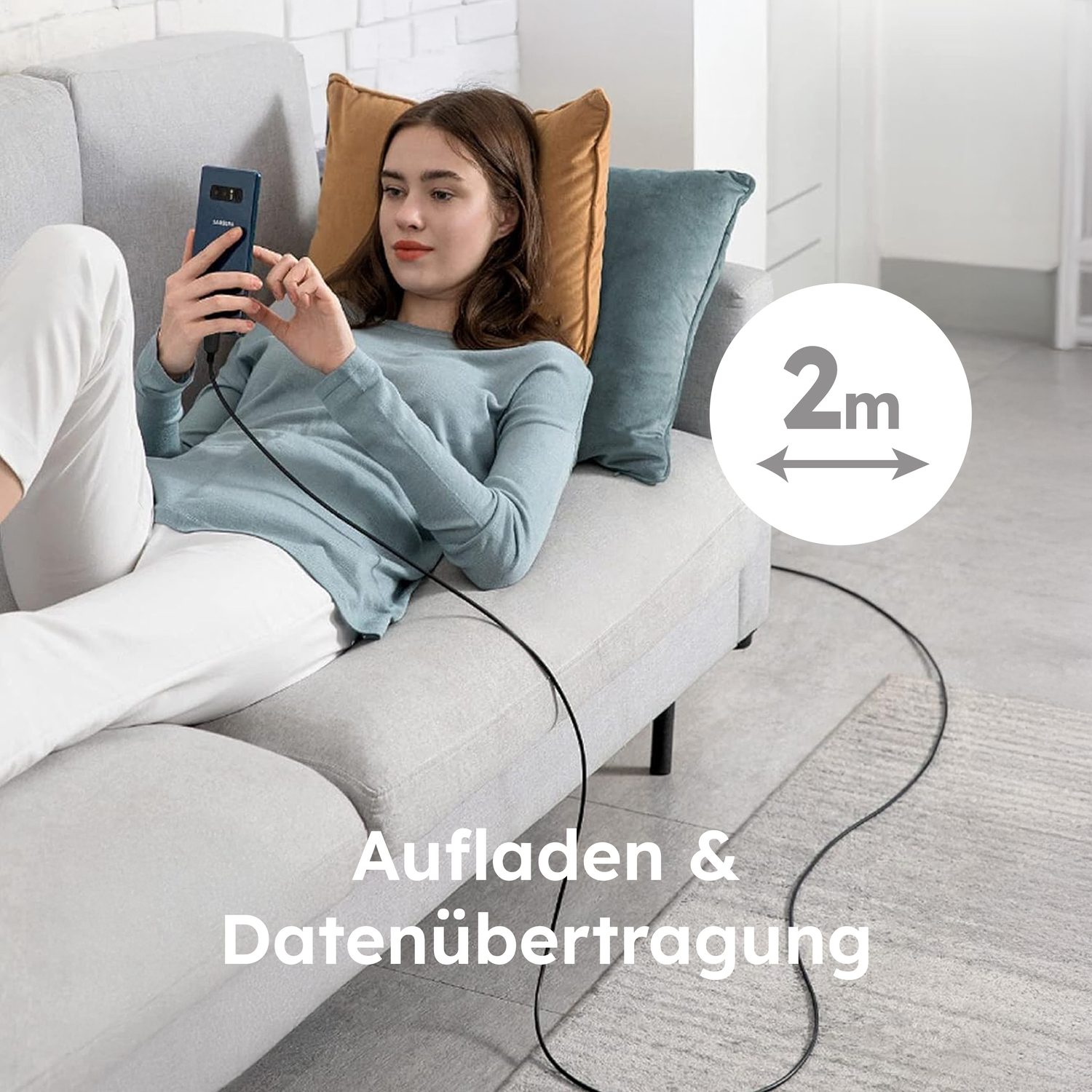 alkaya. | Speed Flex | Datenkabel | Geflochten | USB C+C 2m, Schwarz