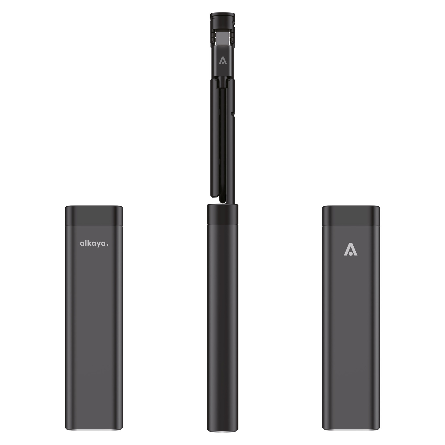 alkaya. | Venture | Travel Kit - Aluminium Gehäuse mit Kabel und Adaptern für alle Anschlüsse inkl Stand