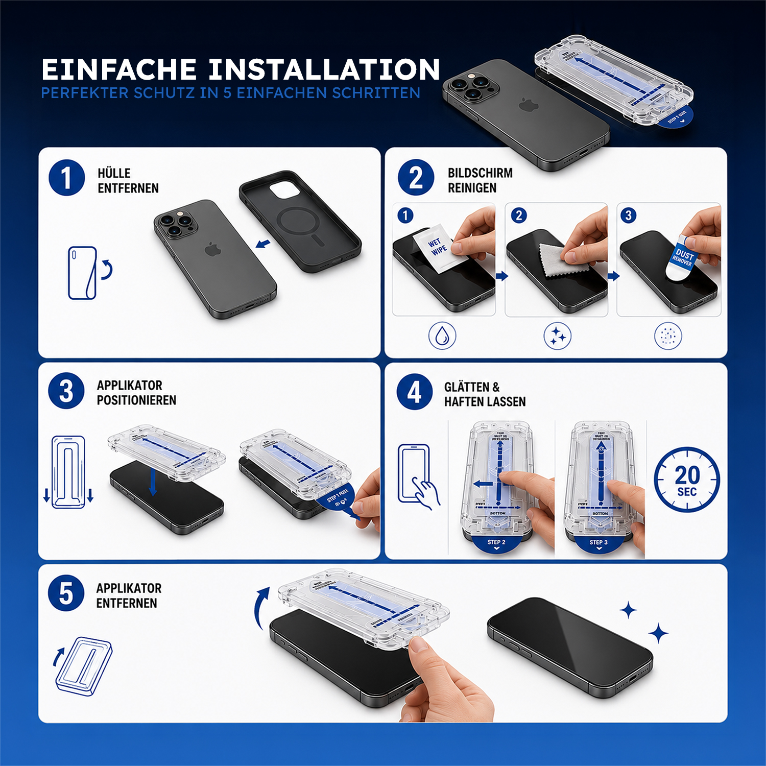 alkaya. | 2 In 1 A Shield | 2x Displayschutzglas mit Installation Kit + 1x Kameraschutzglas, privacy, iPhone 18 Pro