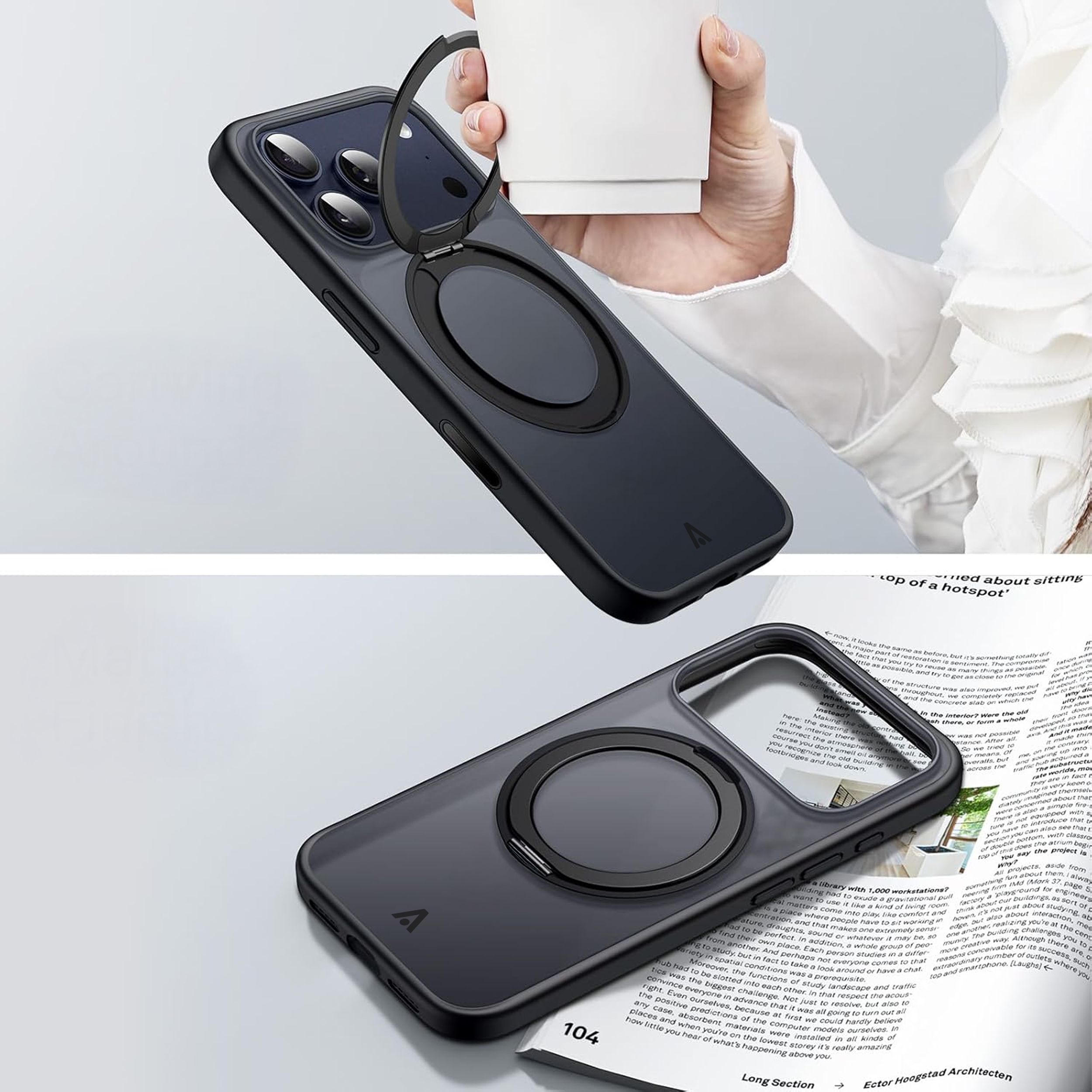 alkaya. | LUCID 360 FlexStand Case kompatibel mit Magsafe schwarz, iPhone 17 Pro