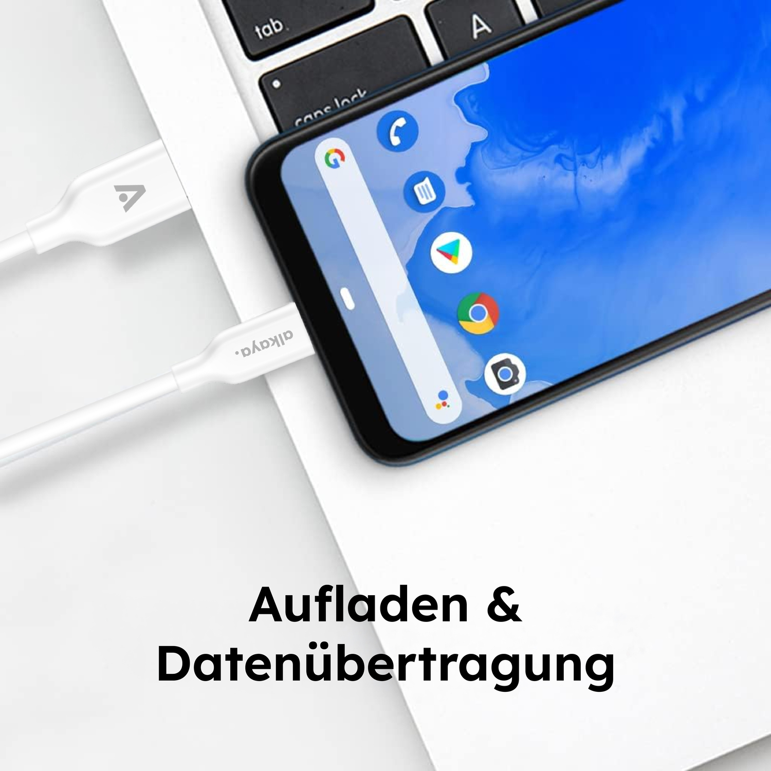 alkaya. | Speed Flex | Datenkabel | Silikon | USB A+C Weiß, 1 Meter