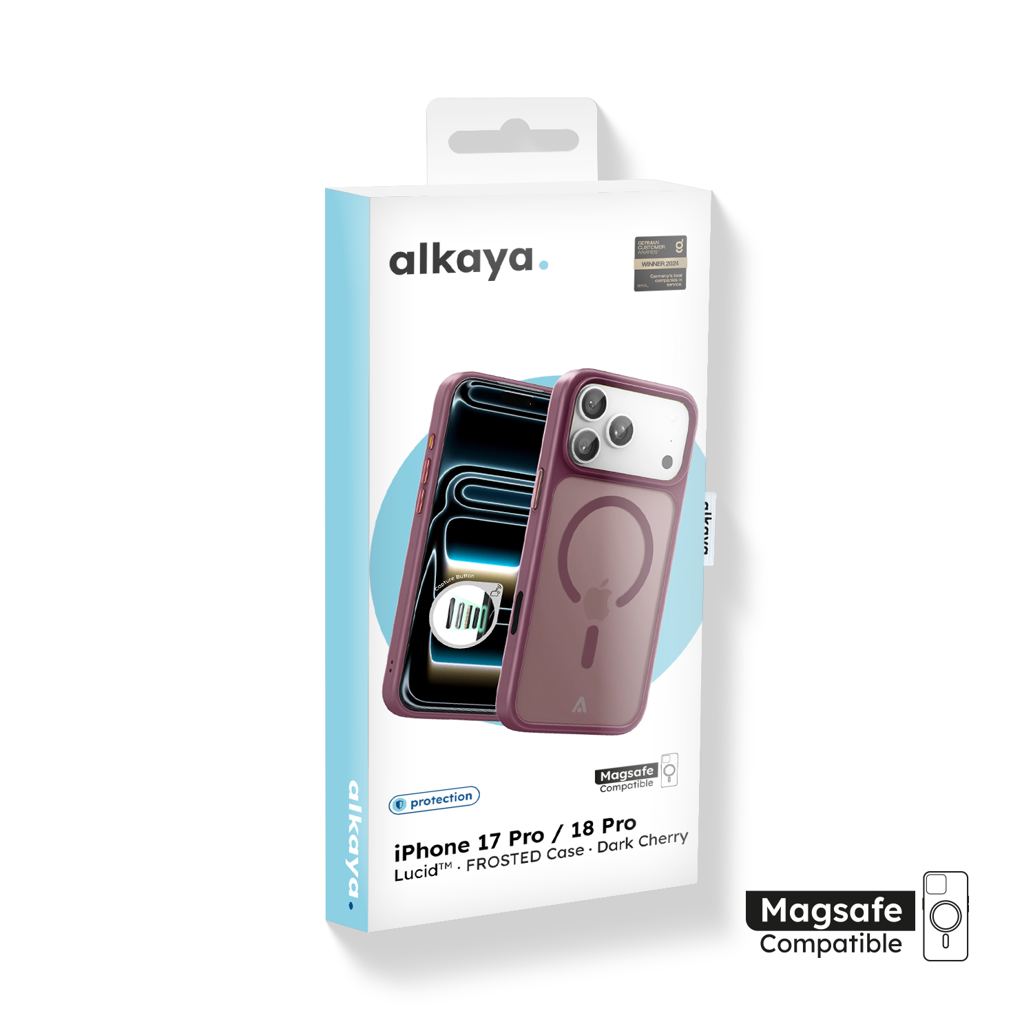 alkaya. | LUCID FROSTED Case kompatibel mit Magsafe dark cherry, iPhone 17 Pro/18 Pro