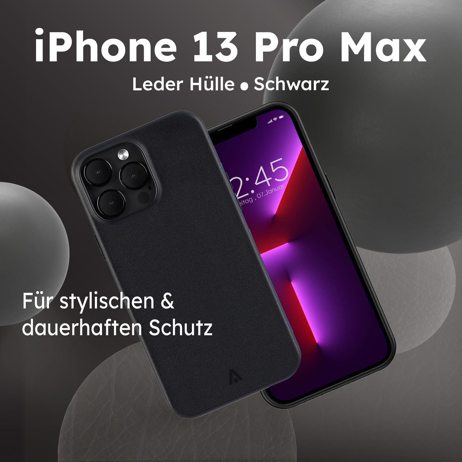 alkaya. | LUCID Pu Leather Case kompatibel mit Magsafe schwarz, iPhone 13 Pro Max