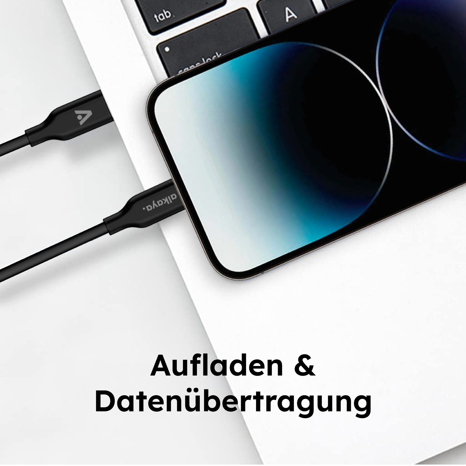 alkaya. | Speed Flex | Datenkabel | Silikon | USB A+L Schwarz, 1 Meter