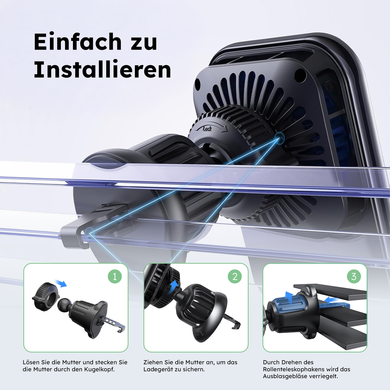 alkaya. | Breeze | Wireless KFZ Ladegerät kompatibel mit Magsafe, schwarz
