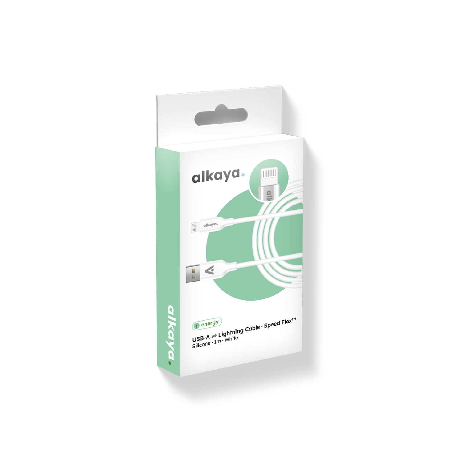 alkaya. | Speed Flex | Datenkabel | Silikon | USB A+L Weiß, 1 Meter