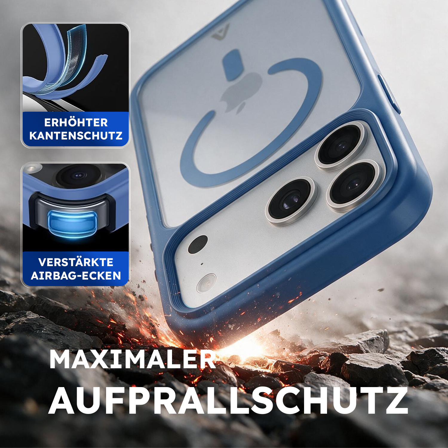 alkaya. | LUCID FROSTED Case kompatibel mit Magsafe blau, iPhone 18 Pro