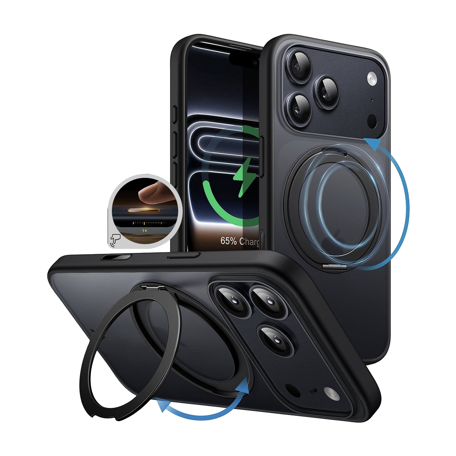 alkaya. | LUCID 360 FlexStand Case kompatibel mit Magsafe schwarz, iPhone 18 Pro/17 Pro
