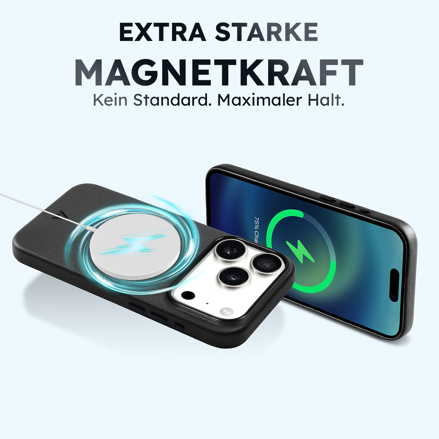 alkaya. | LUCID PU-Leder Case kompatibel mit Magsafe schwarz, iPhone 18 Pro Max/17 Pro Max