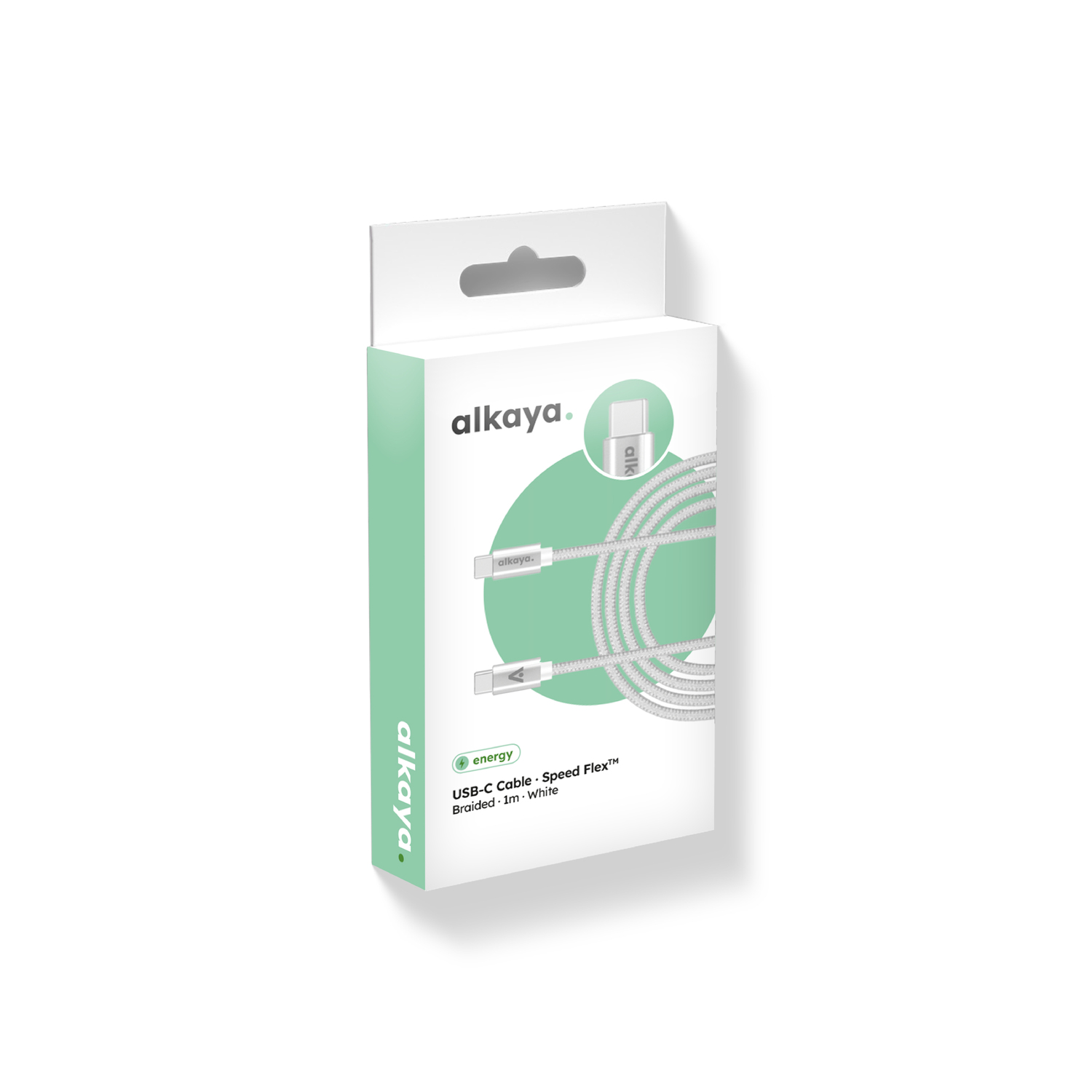 alkaya. | Speed Flex | Datenkabel | Geflochten | USB C+C Weiß, 1 Meter