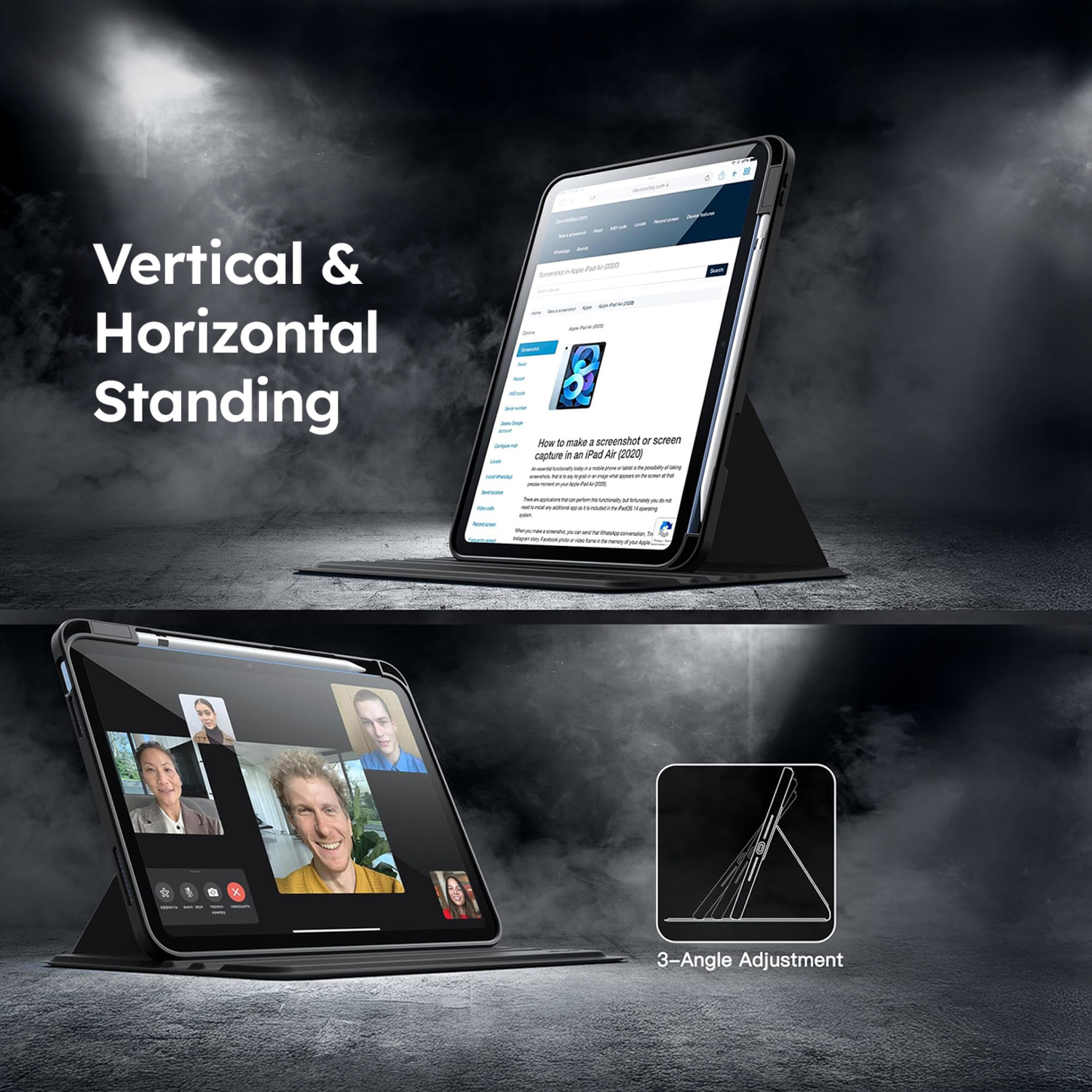 alkaya. | LUCID iPad Schutzhülle 360 FlexStand Case schwarz, iPad series 7/8/9