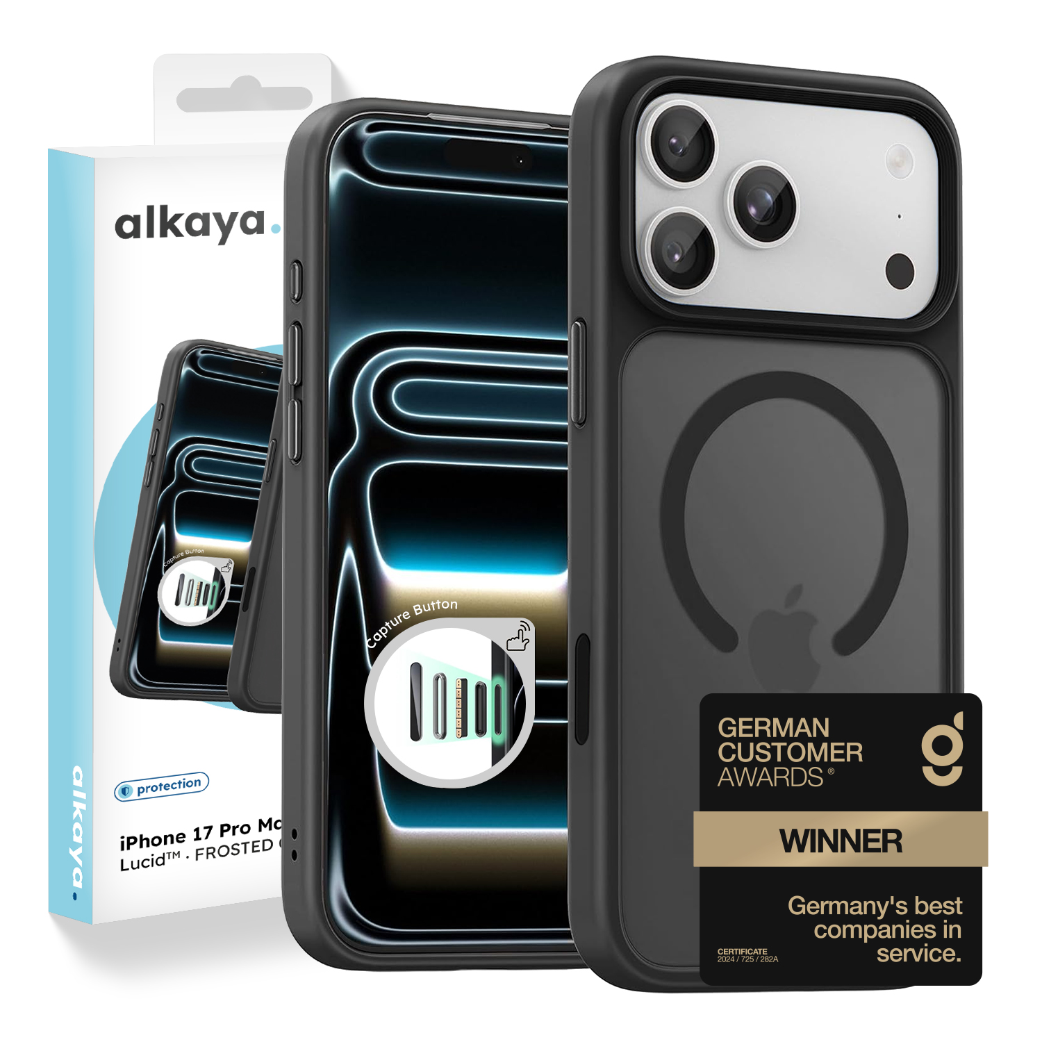 alkaya. | LUCID FROSTED Case kompatibel mit Magsafe schwarz, iPhone 18 Pro Max/17 Pro Max