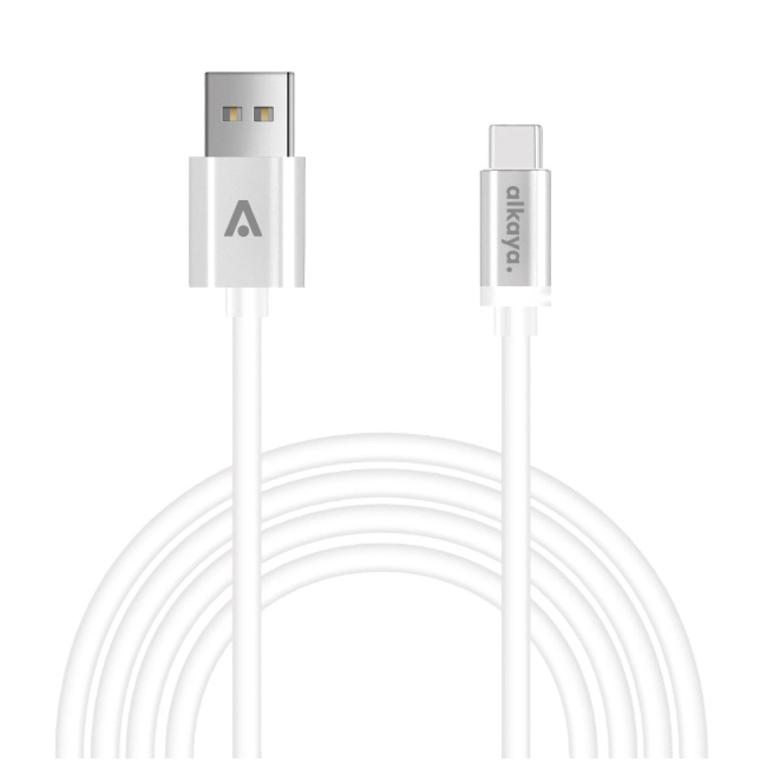 alkaya. | Speed Flex | 2 in 1 Datenkabel | Hochglanz | USB A+C Weiß, 1 Meter
