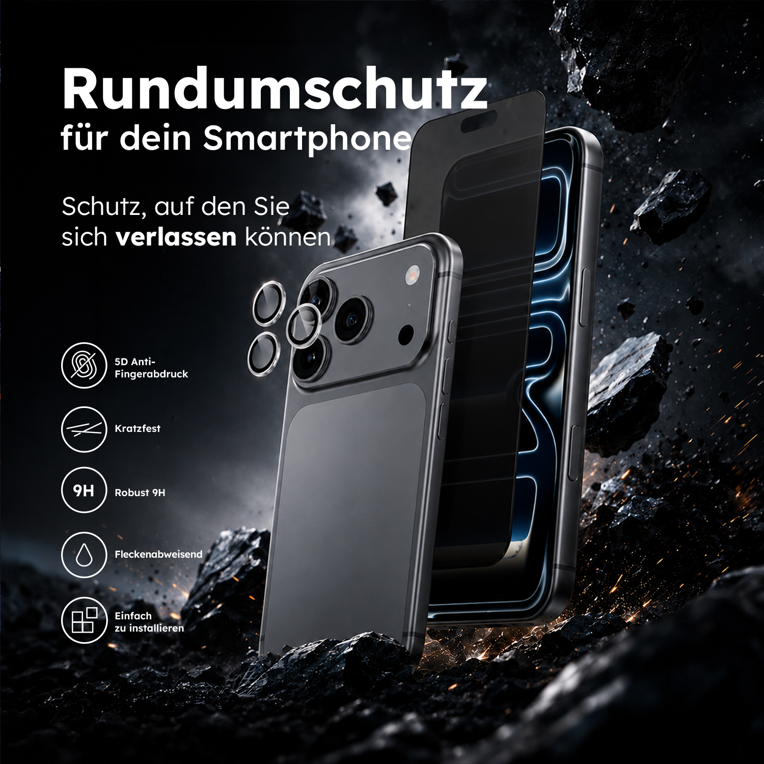 alkaya. | 2 In 1 A Shield | Displayschutzglas + Kamerasschutzglas privacy, iPhone 18 Pro Max