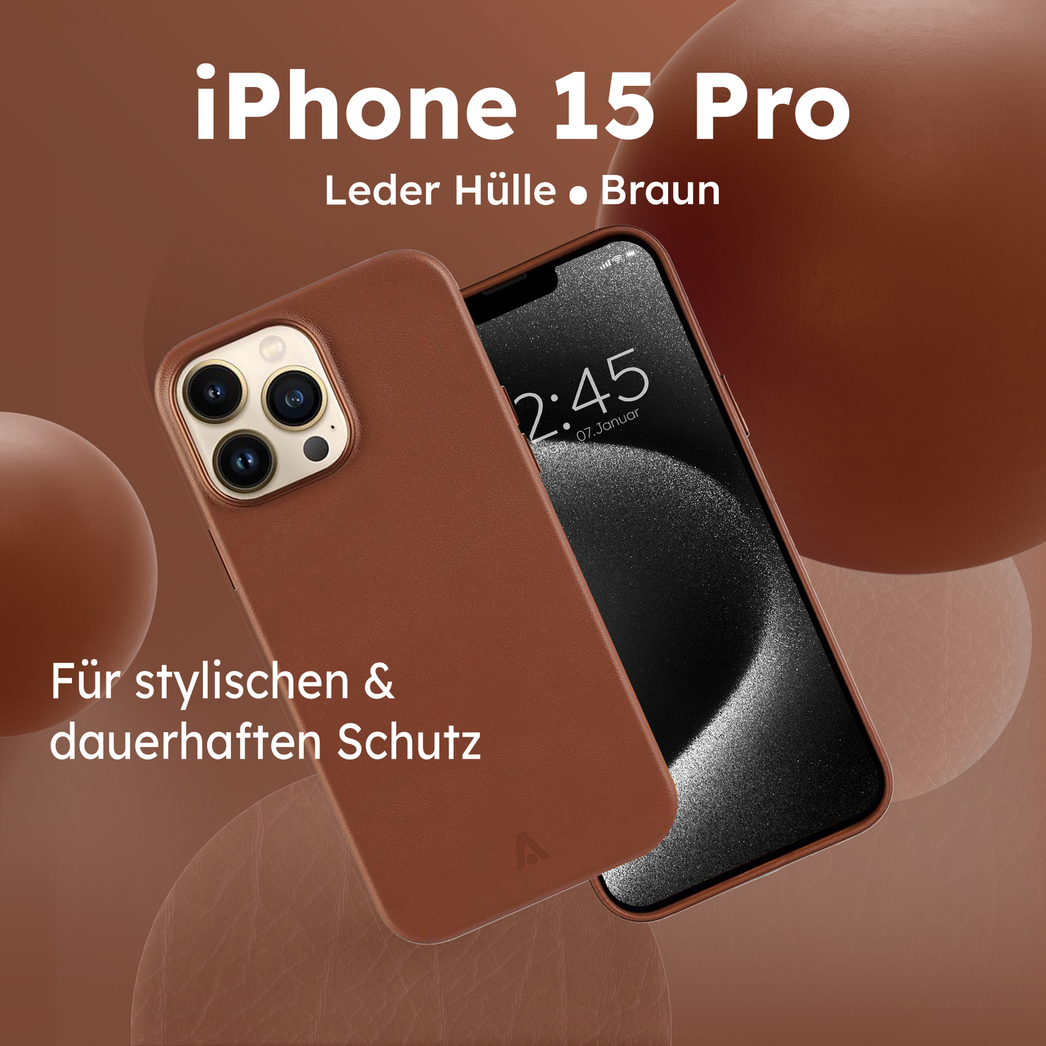 alkaya. | LUCID Pu Leather Case kompatibel mit Magsafe braun, iPhone 15 Pro