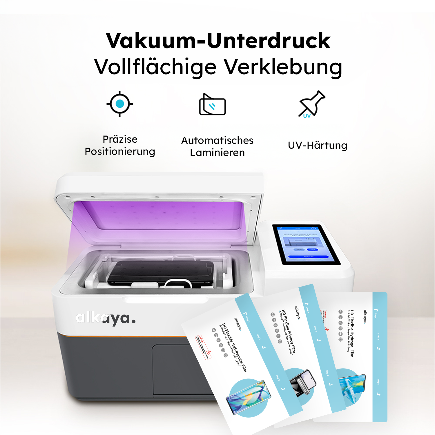 A ShieldTM Flex Form „easy“  Screen Protector Film Cutting Applying Machine . 12,9"