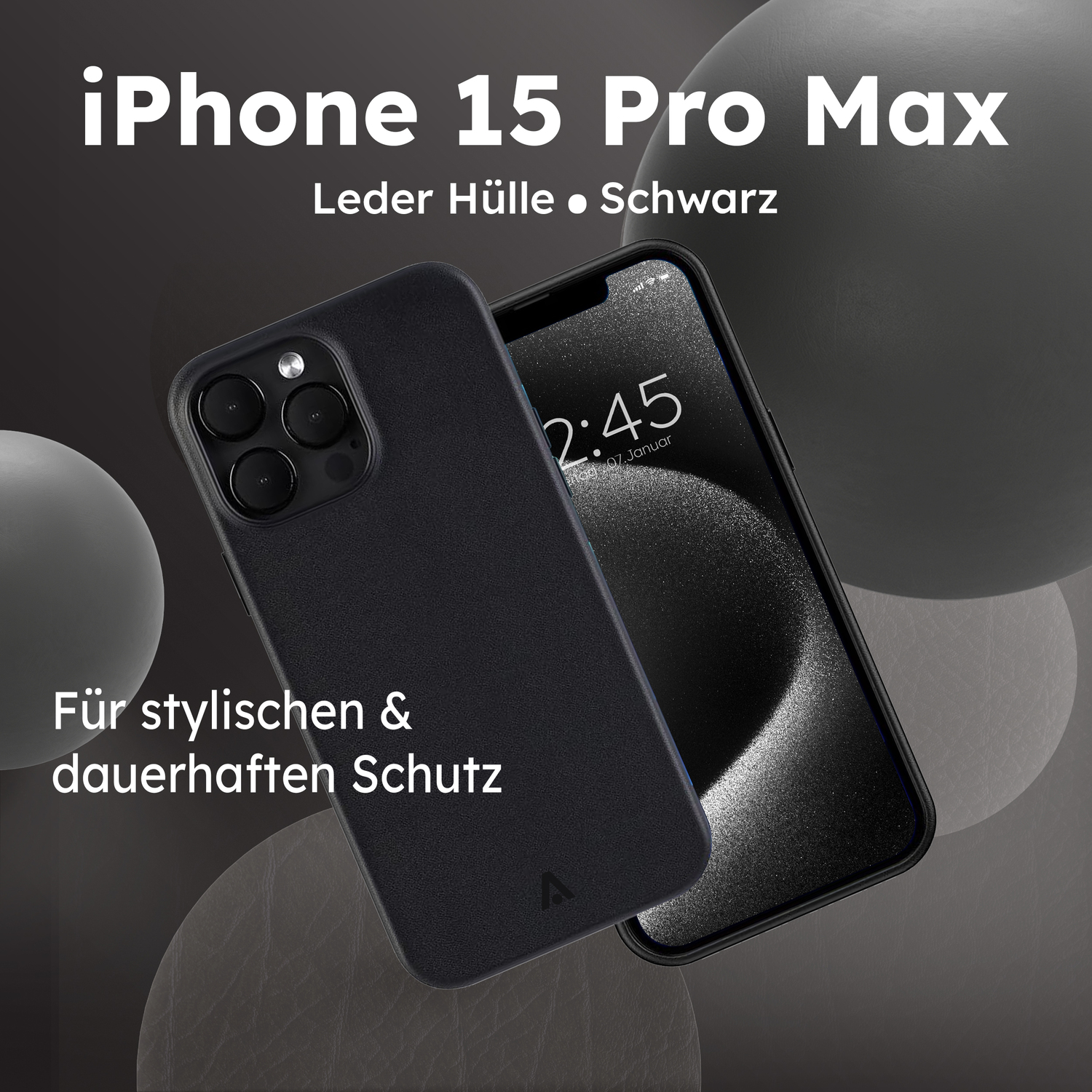 alkaya. | LUCID Pu Leather Case kompatibel mit Magsafe schwarz, iPhone 15 Pro Max