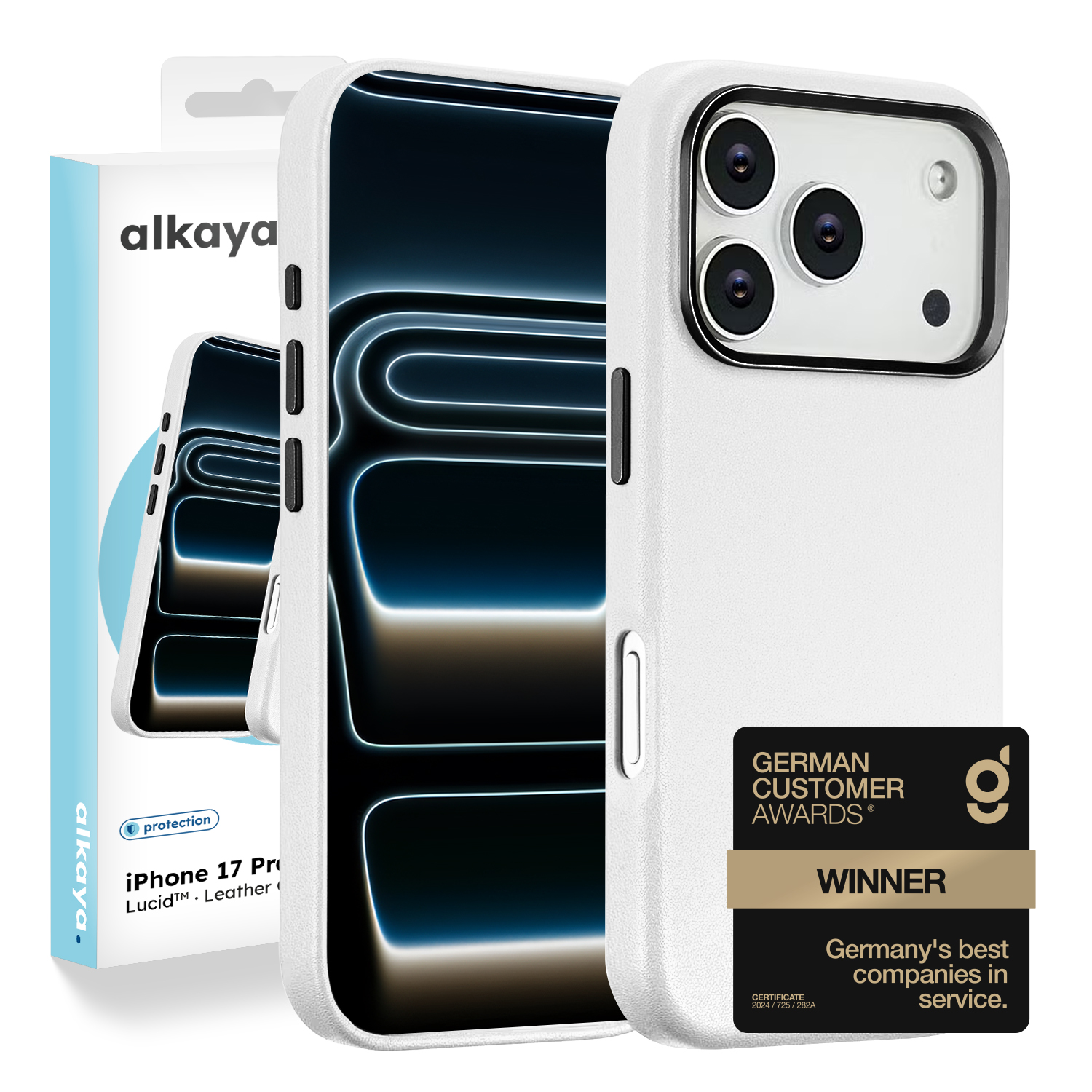 alkaya. | LUCID PU-Leder Case kompatibel mit Magsafe weiß, iPhone 17 Pro/18 Pro