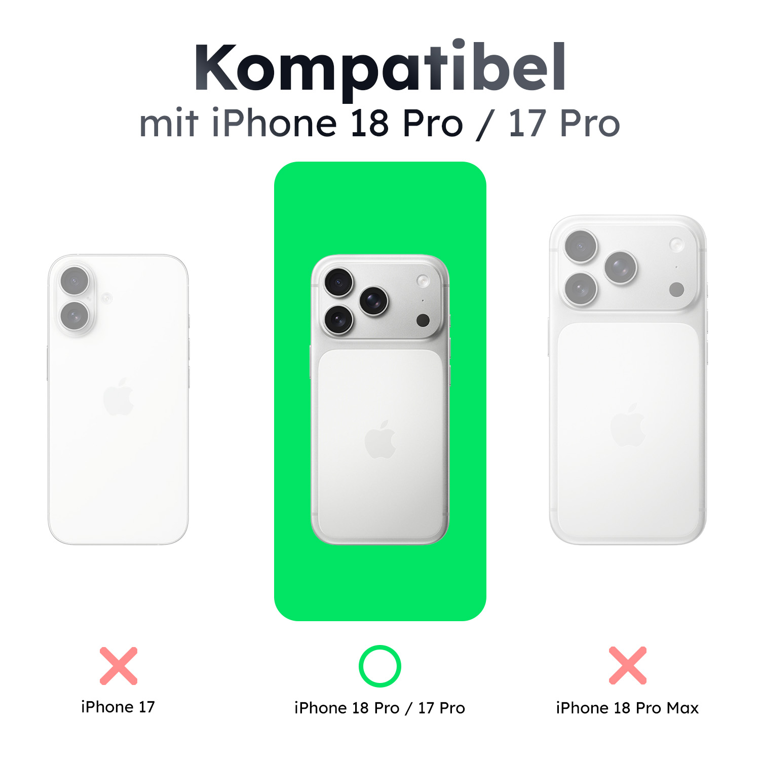 alkaya. | 3 In 1 A Shield | Clear Case + Displayschutzglas + Installation Kit + Kamerasschutzglas transparent, iPhone 18 Pro