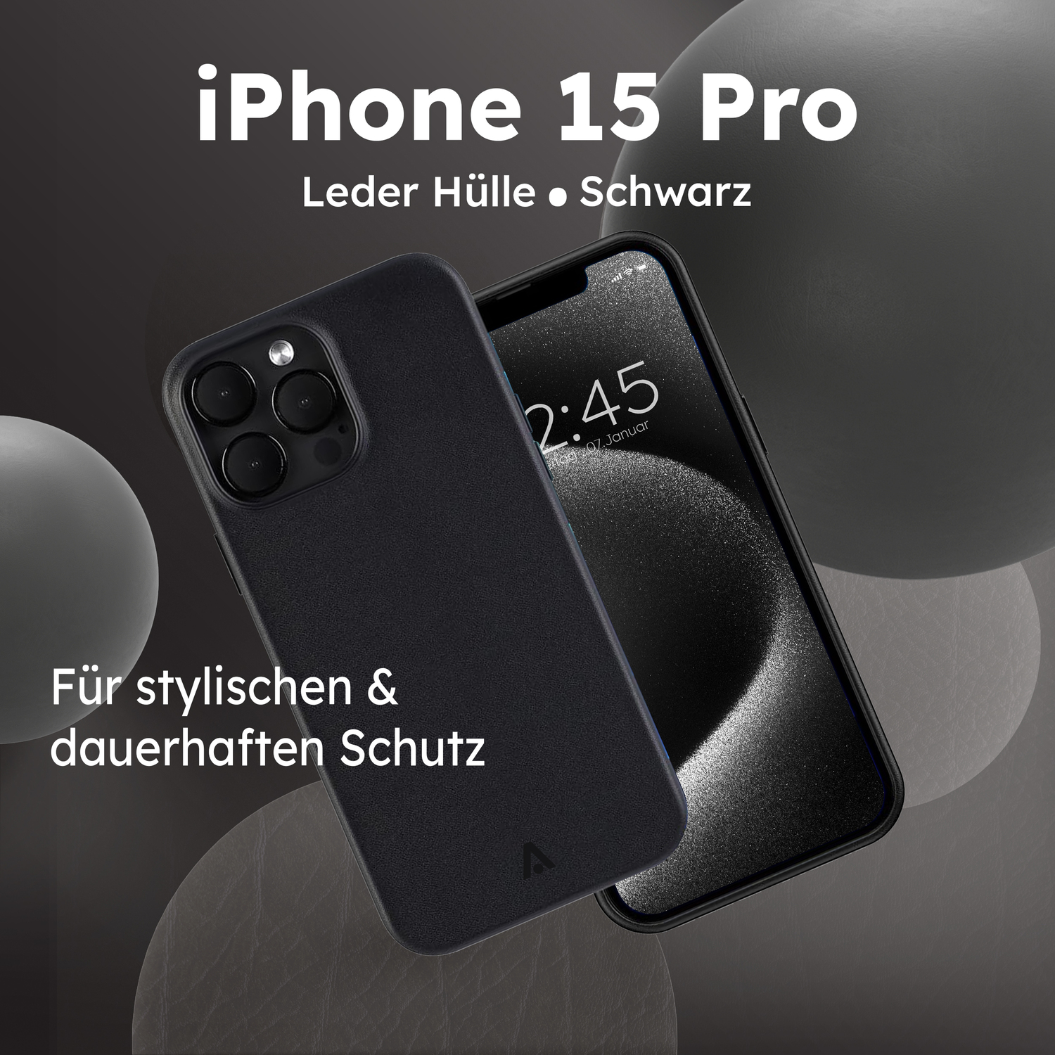 alkaya. | LUCID Pu Leather Case kompatibel mit Magsafe schwarz, iPhone 15 Pro