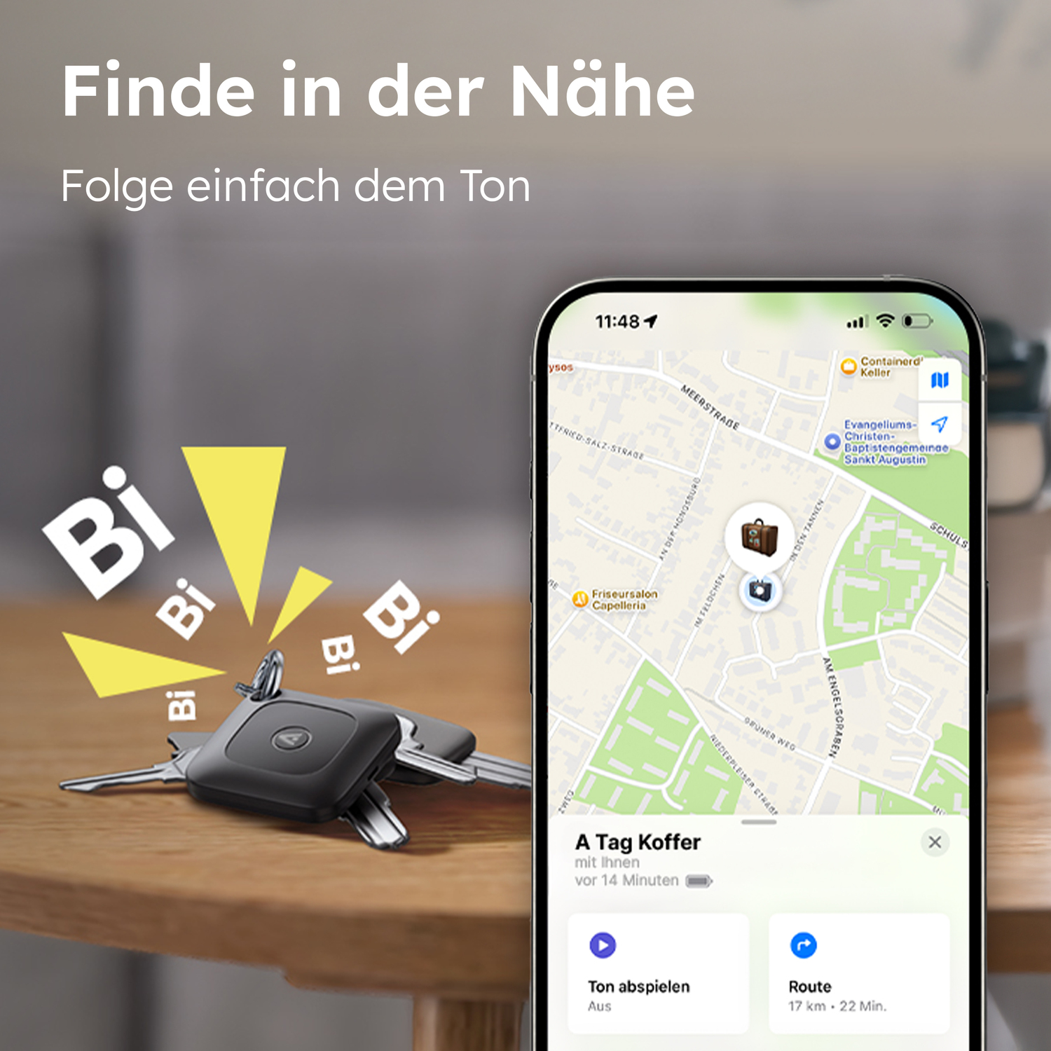 alkaya. | A Tag | GPS Tracker | Bluetooth Tracker | Kompatibel für Apple \Find my\ Schwarz