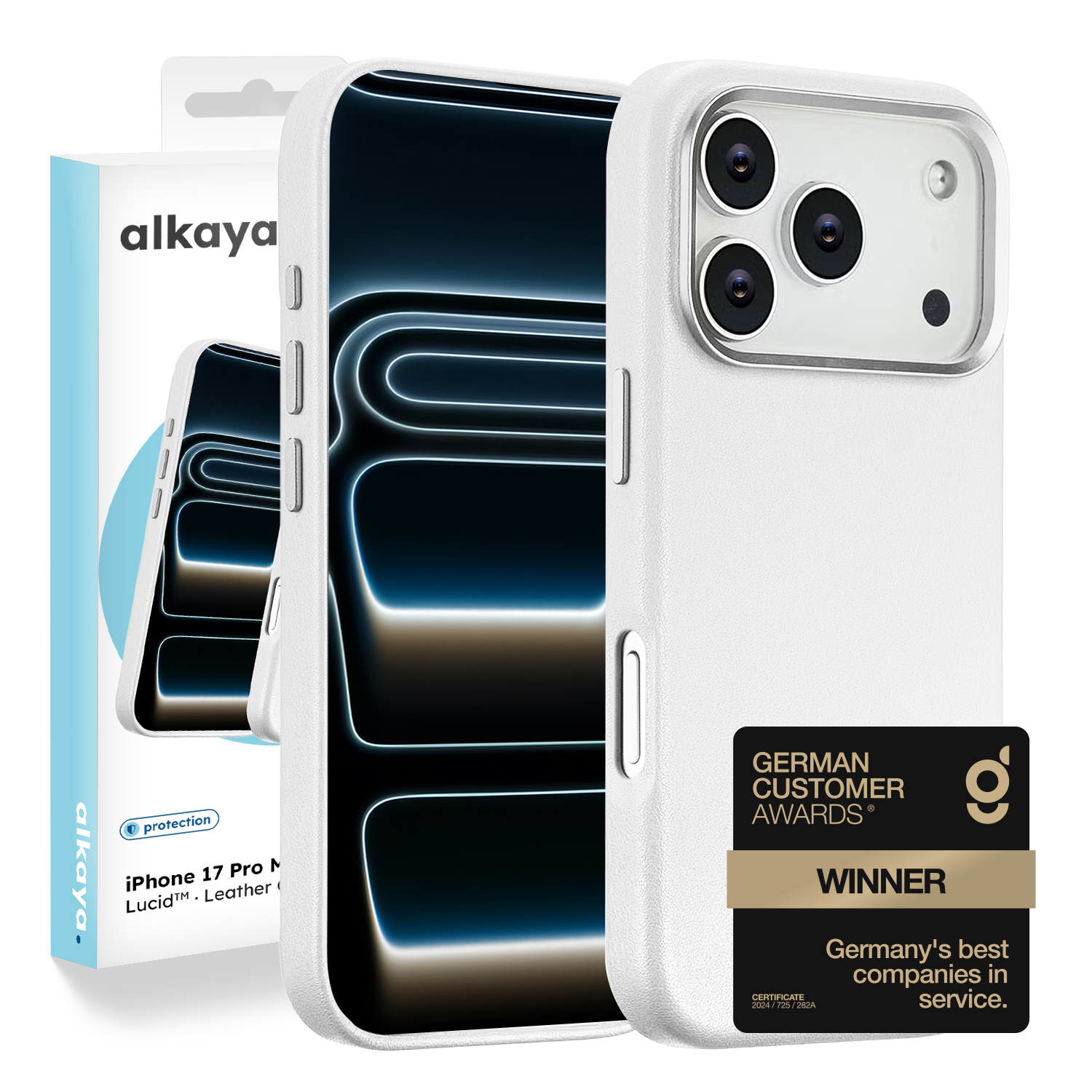 alkaya. | LUCID PU-Leder Case kompatibel mit Magsafe weiß, iPhone 17 Pro Max/18 Pro Max