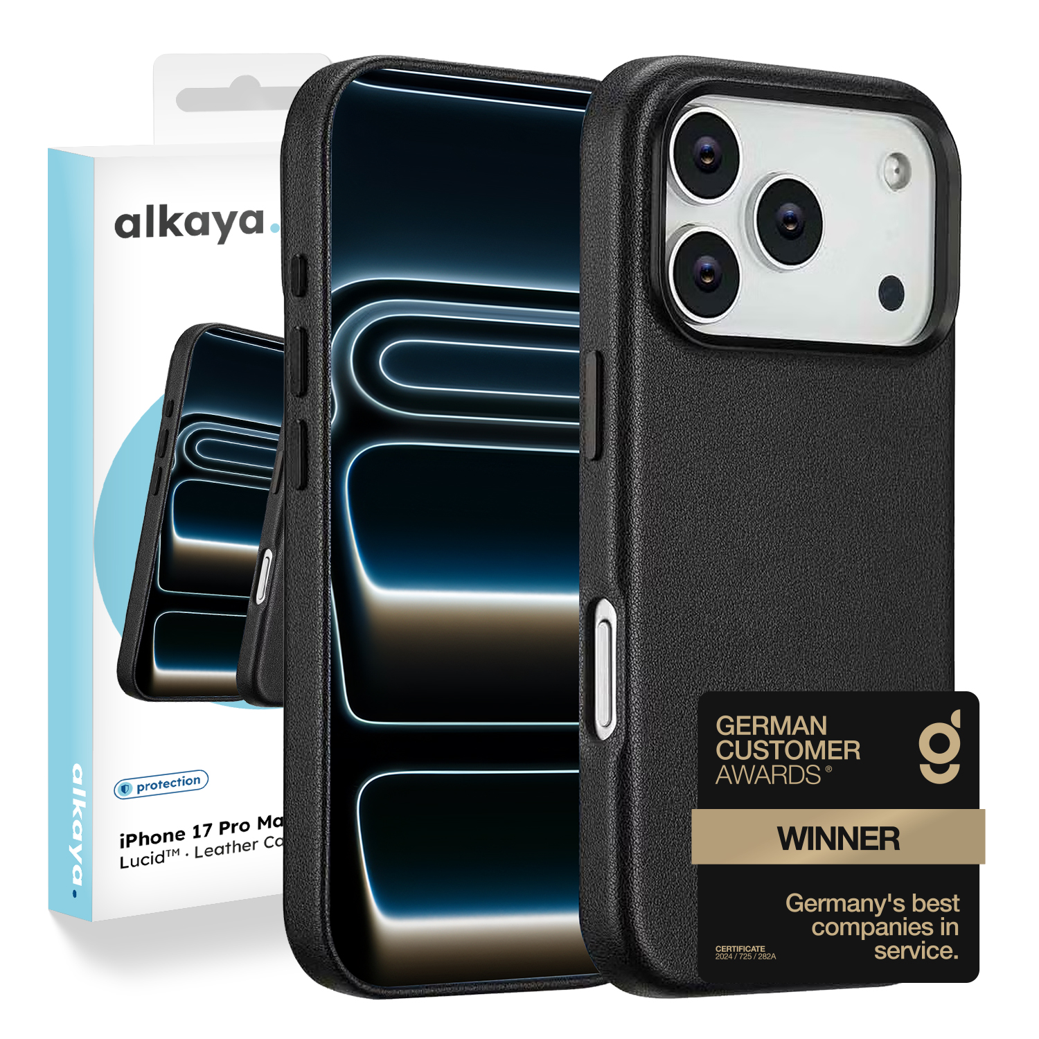 alkaya. | LUCID PU-Leder Case kompatibel mit Magsafe schwarz, iPhone 18 Pro Max/17 Pro Max