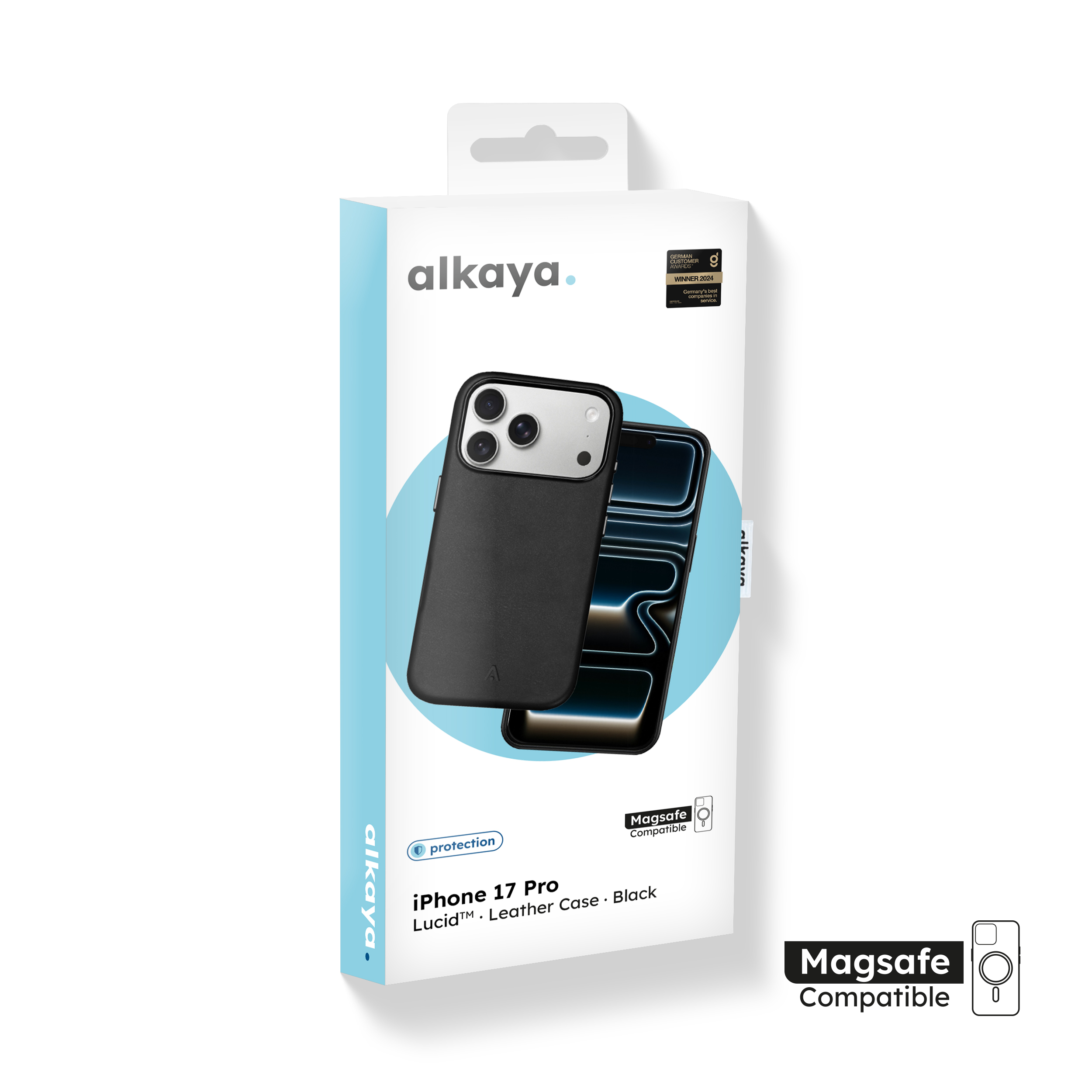 alkaya. | LUCID PU-Leder Case kompatibel mit Magsafe schwarz, iPhone 17 Pro