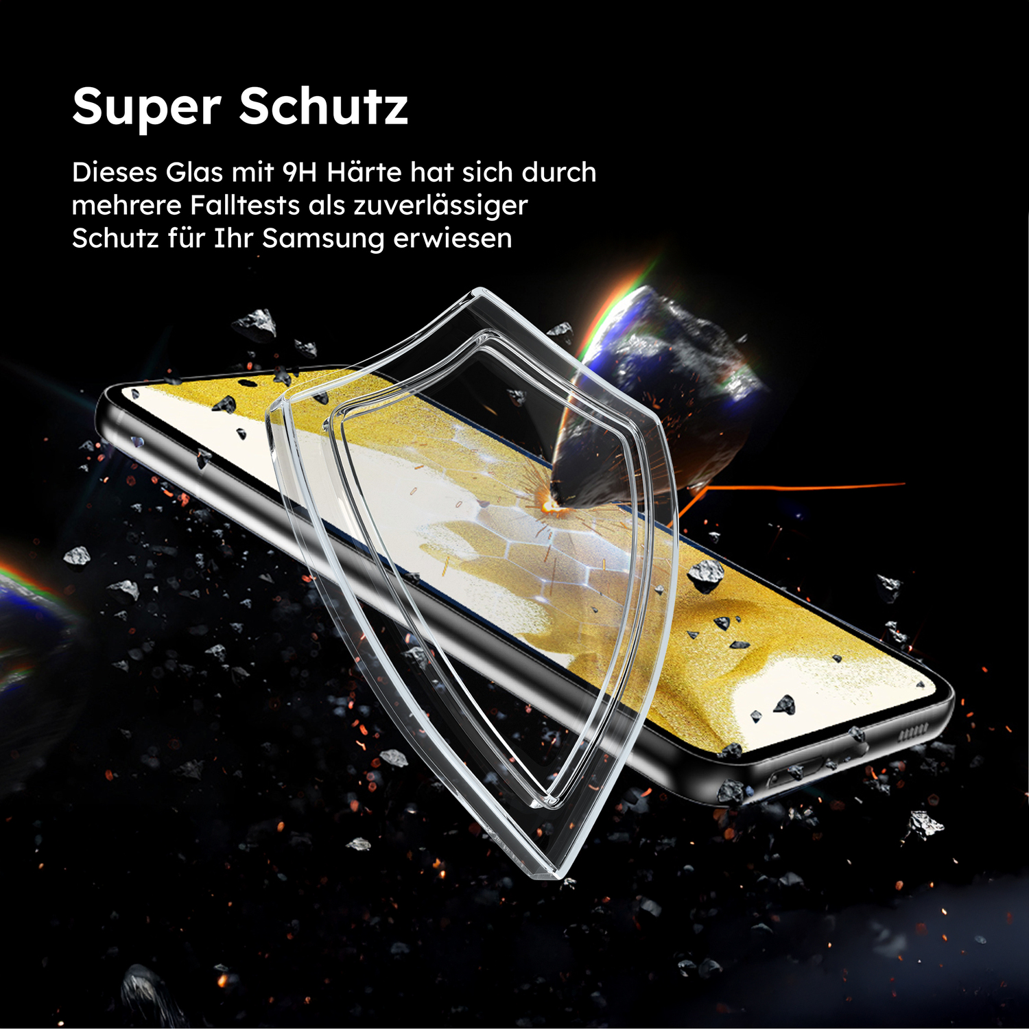 alkaya. | A Shield | Displayschutzglas | 3D Full Cover transparent, Samsung Galaxy S22