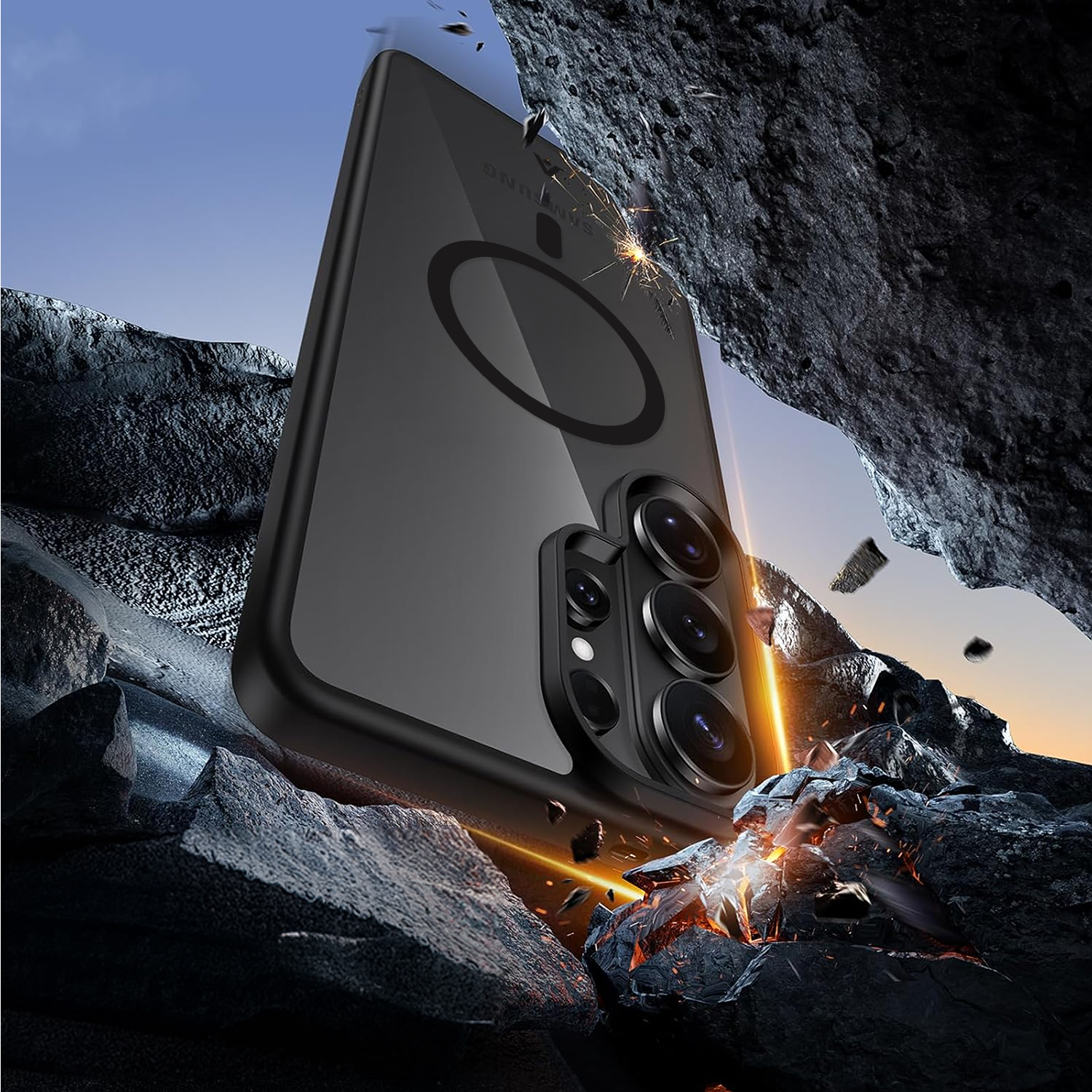 alkaya.| FROSTED Case Kompatibel mit MagSafe, Samsung S26 Ultra schwarz