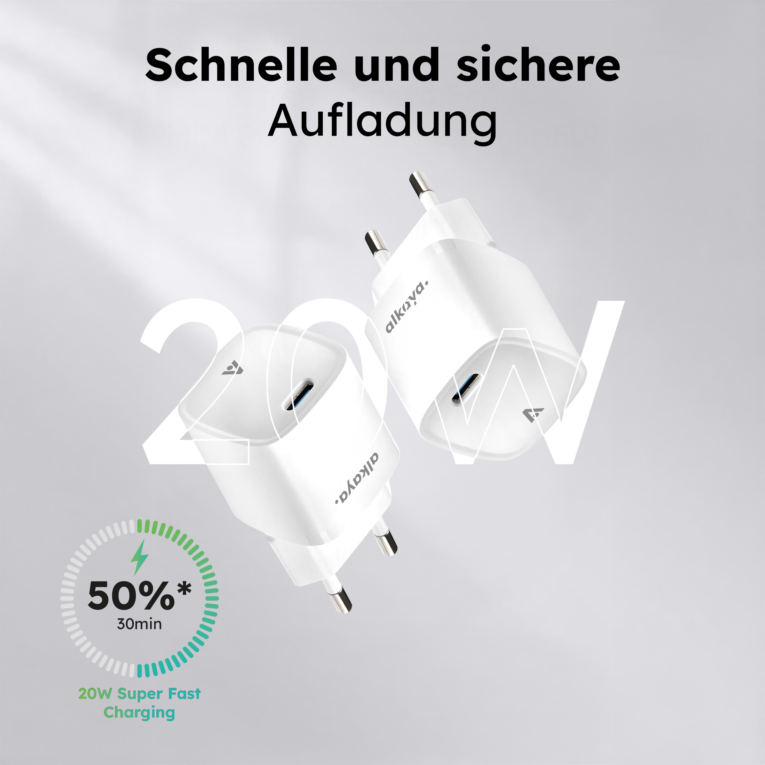 alkaya. | NEXUS | Ladegerät mit GaN Technologie | 20W weiß, USB C