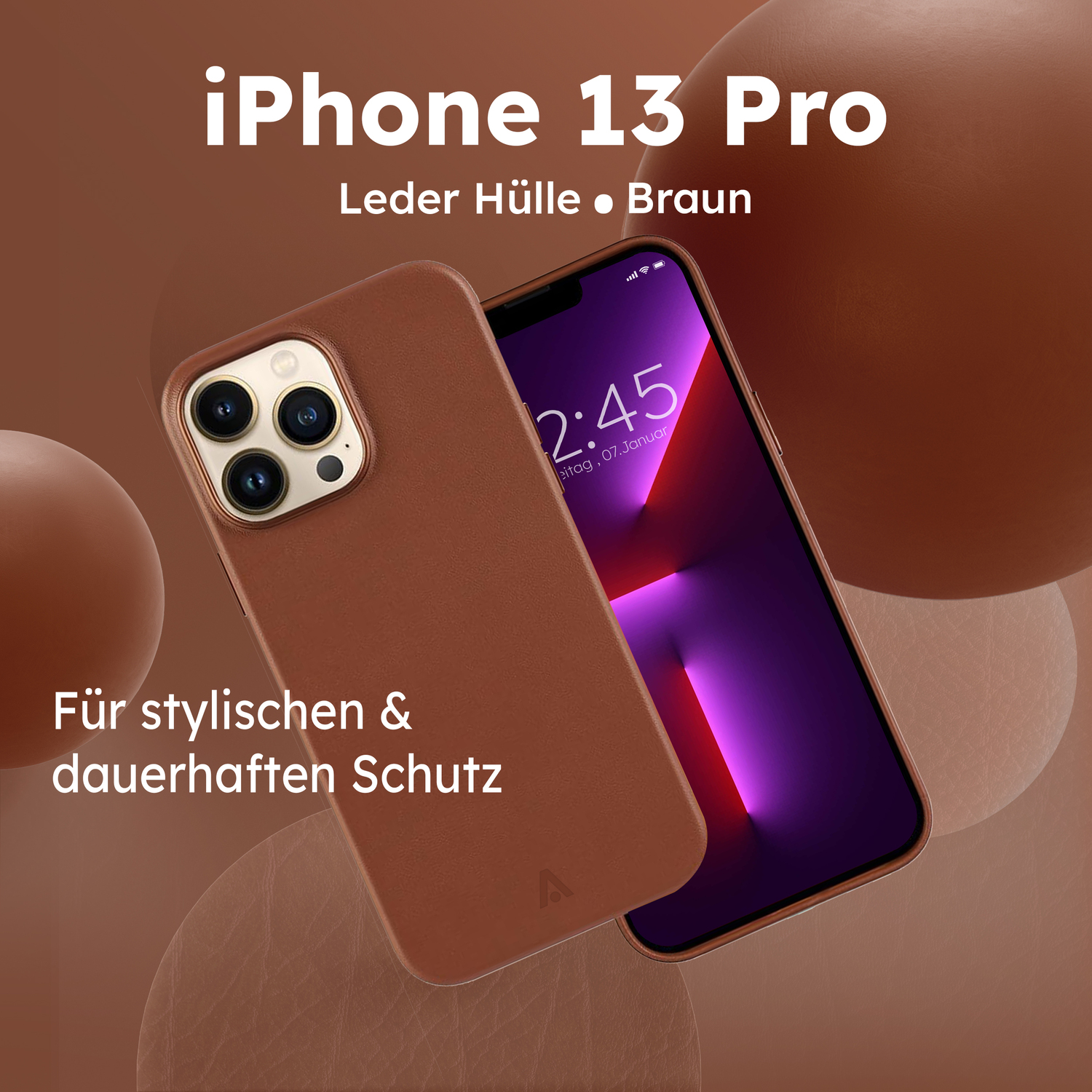 alkaya. | LUCID Pu Leather Case kompatibel mit Magsafe braun, iPhone 13Pro