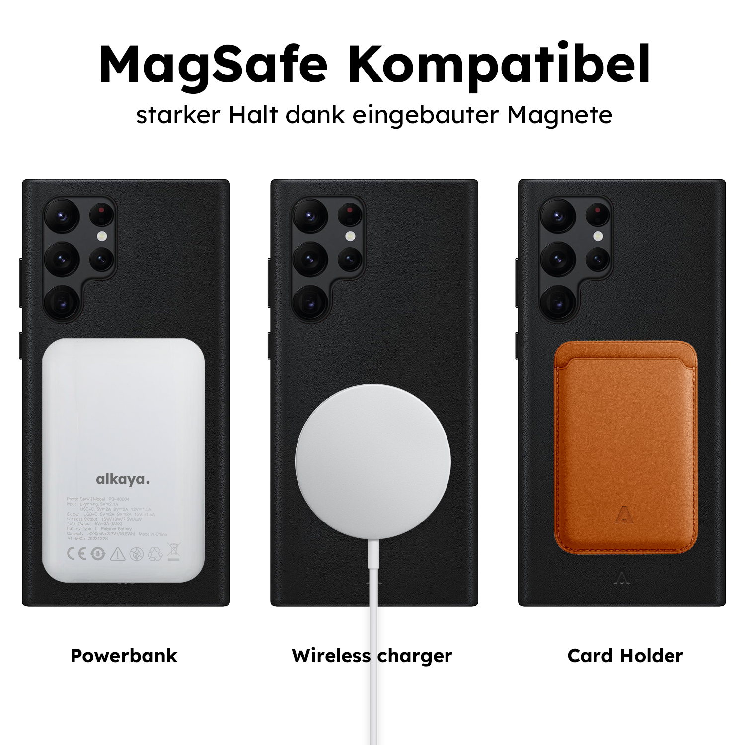 alkaya. | LUCID Pu Leather Case kompatibel mit Magsafe schwarz, Samsung S25 Ultra