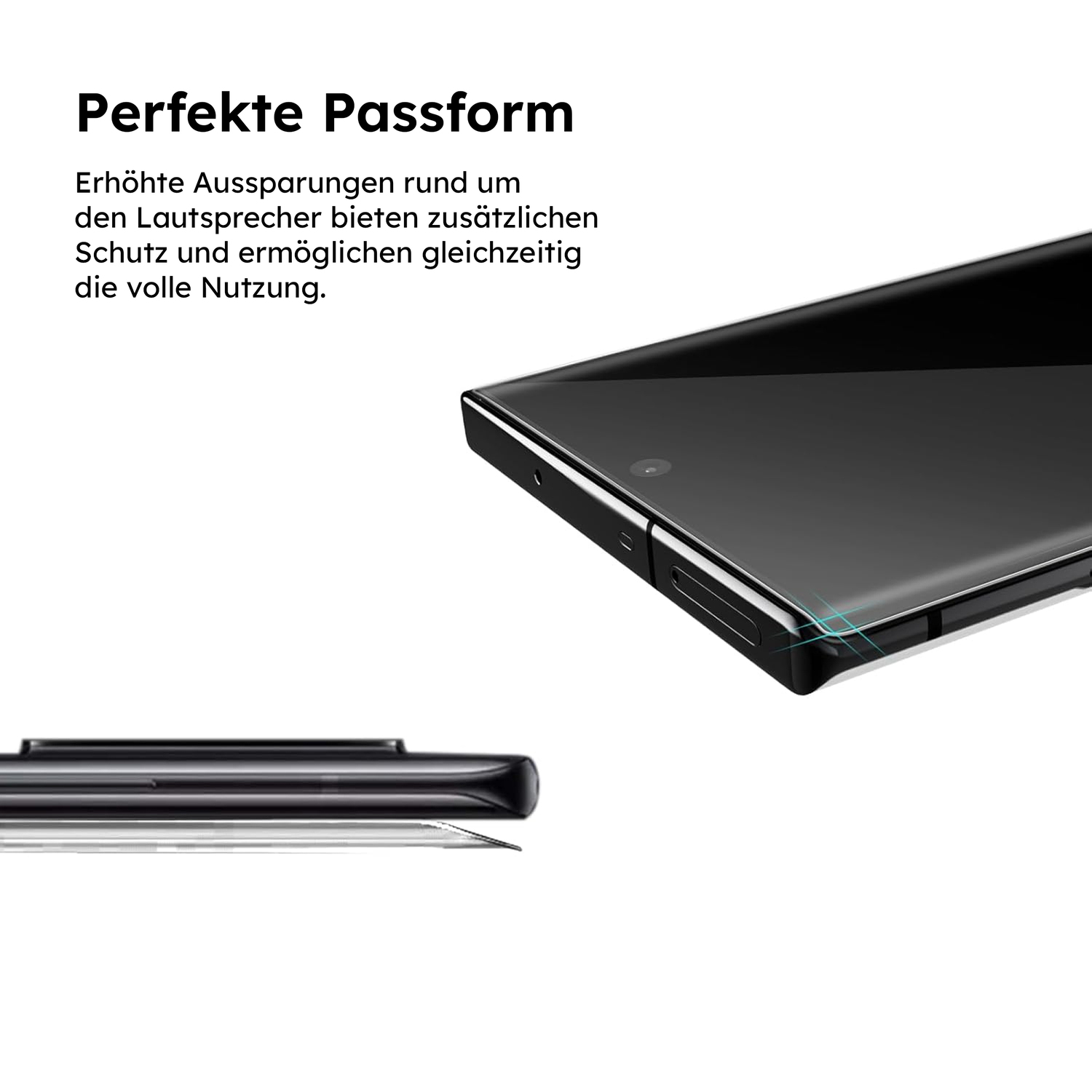 alkaya. | A Shield | Displayschutzglas | 3D Full Cover transparent, Samsung Galaxy S24 Ultra