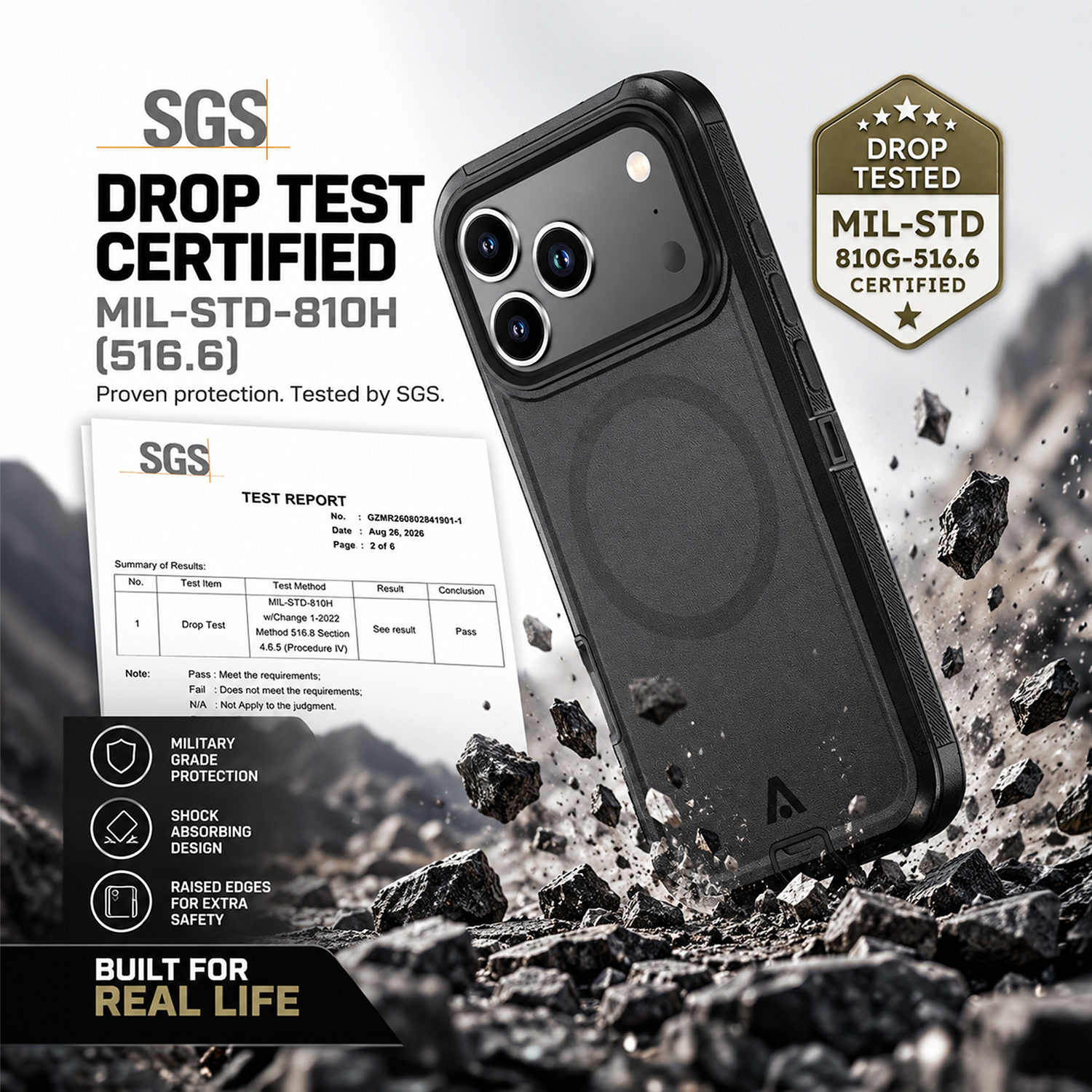 alkaya. | LUCID G-HAN MILITARY Case kompatibel mit Magsafe 18 Pro Max/17 Pro Max, schwarz