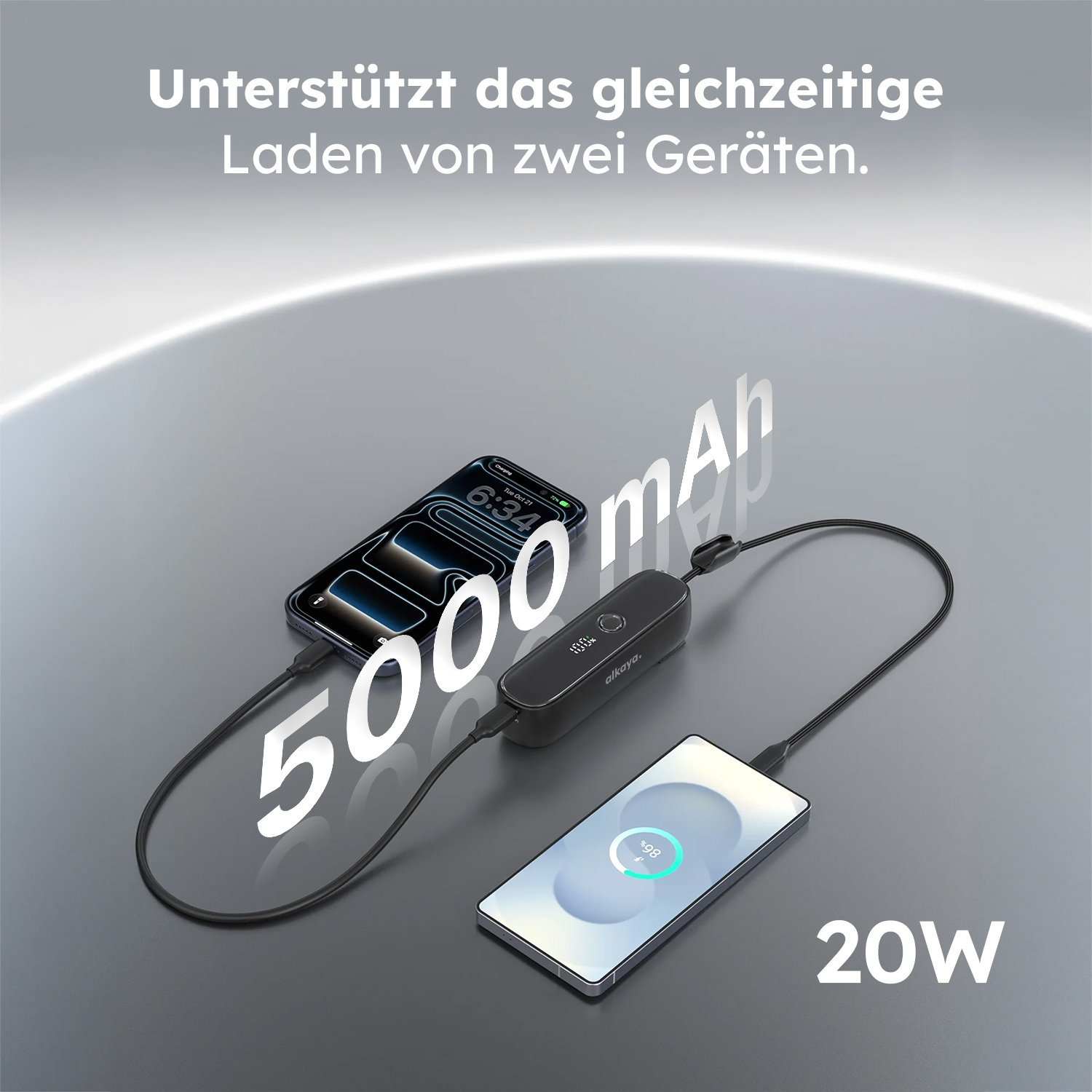 alkaya. | Hybrid Charger 5.000 mAh Powerbank mit Stecker 2in1 & Wall Charger, USB-C 22W Super Fast Charging