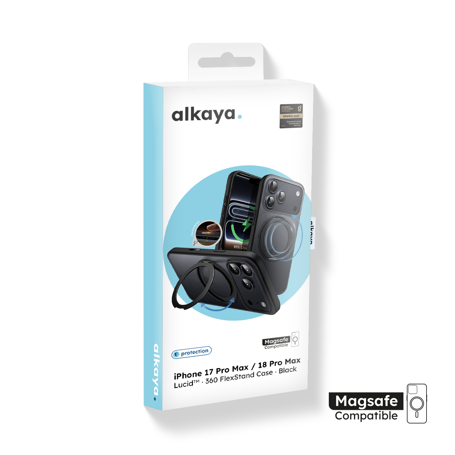 alkaya. | LUCID 360 FlexStand Case kompatibel mit Magsafe schwarz, iPhone 18 Pro Max/17 Pro Max