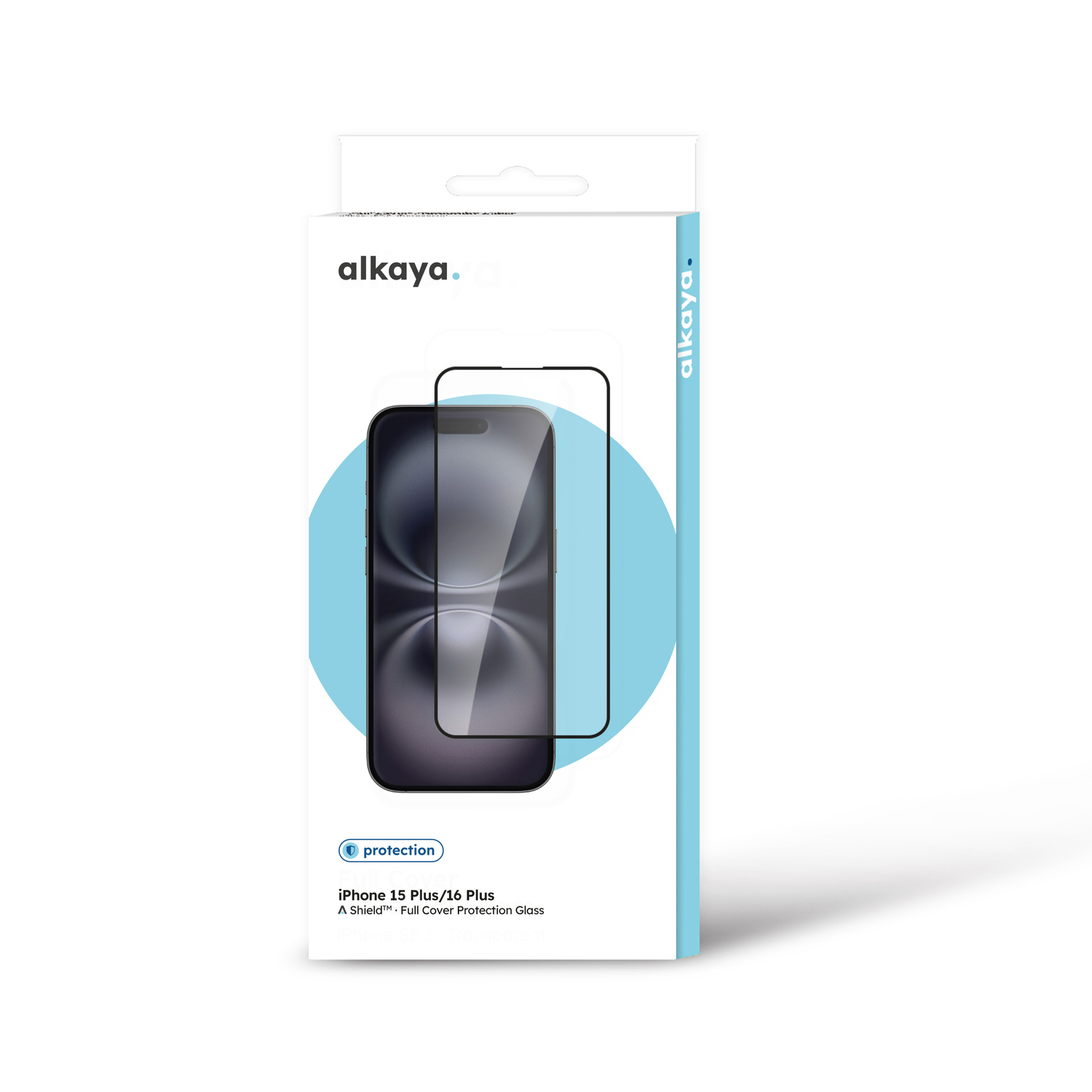 alkaya. | A Shield | Displayschutzglas | 3D Full Cover transparent, iPhone 15 Plus / 16 Plus