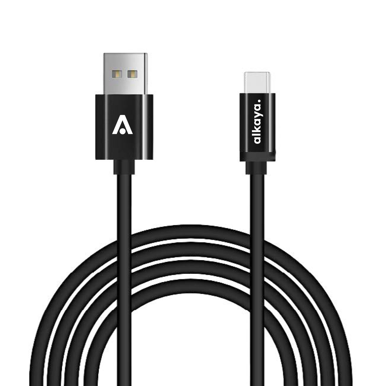 alkaya. | Speed Flex | Datenkabel | Hochglanz | USB A+C Schwarz, 1 Meter