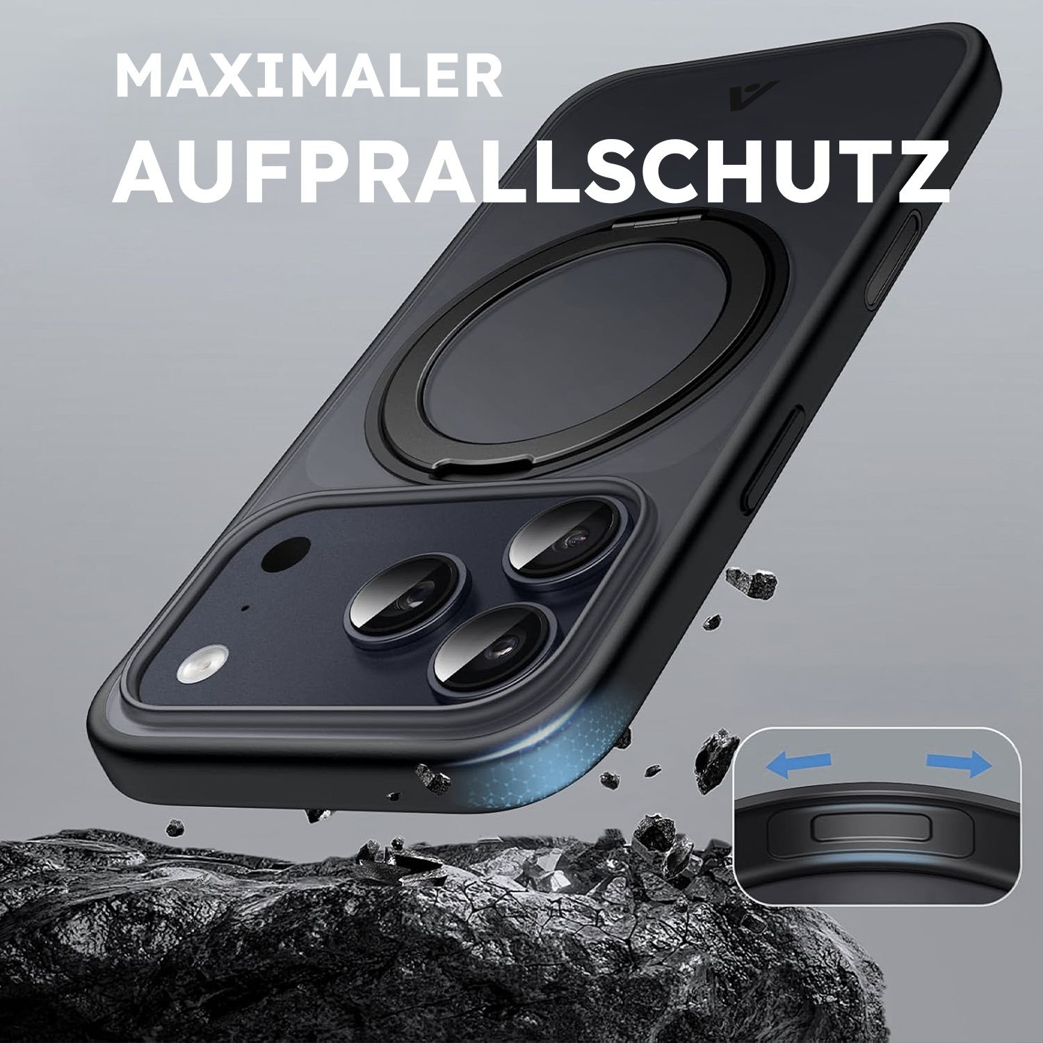alkaya. | LUCID 360 FlexStand Case kompatibel mit Magsafe schwarz, iPhone 18 Pro/17 Pro