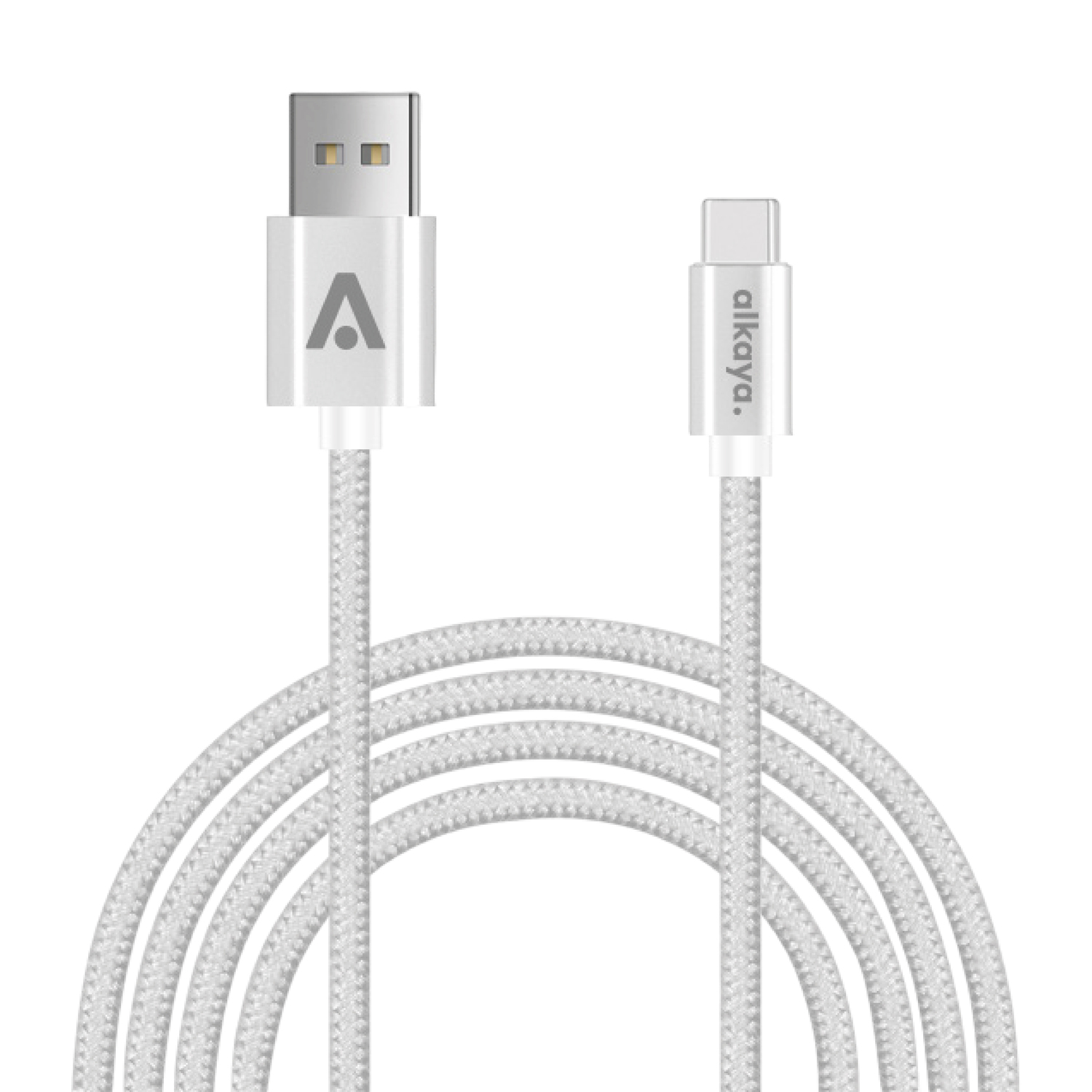 alkaya. | Speed Flex | Datenkabel | Geflochten | USB A+C Weiß, 1 Meter