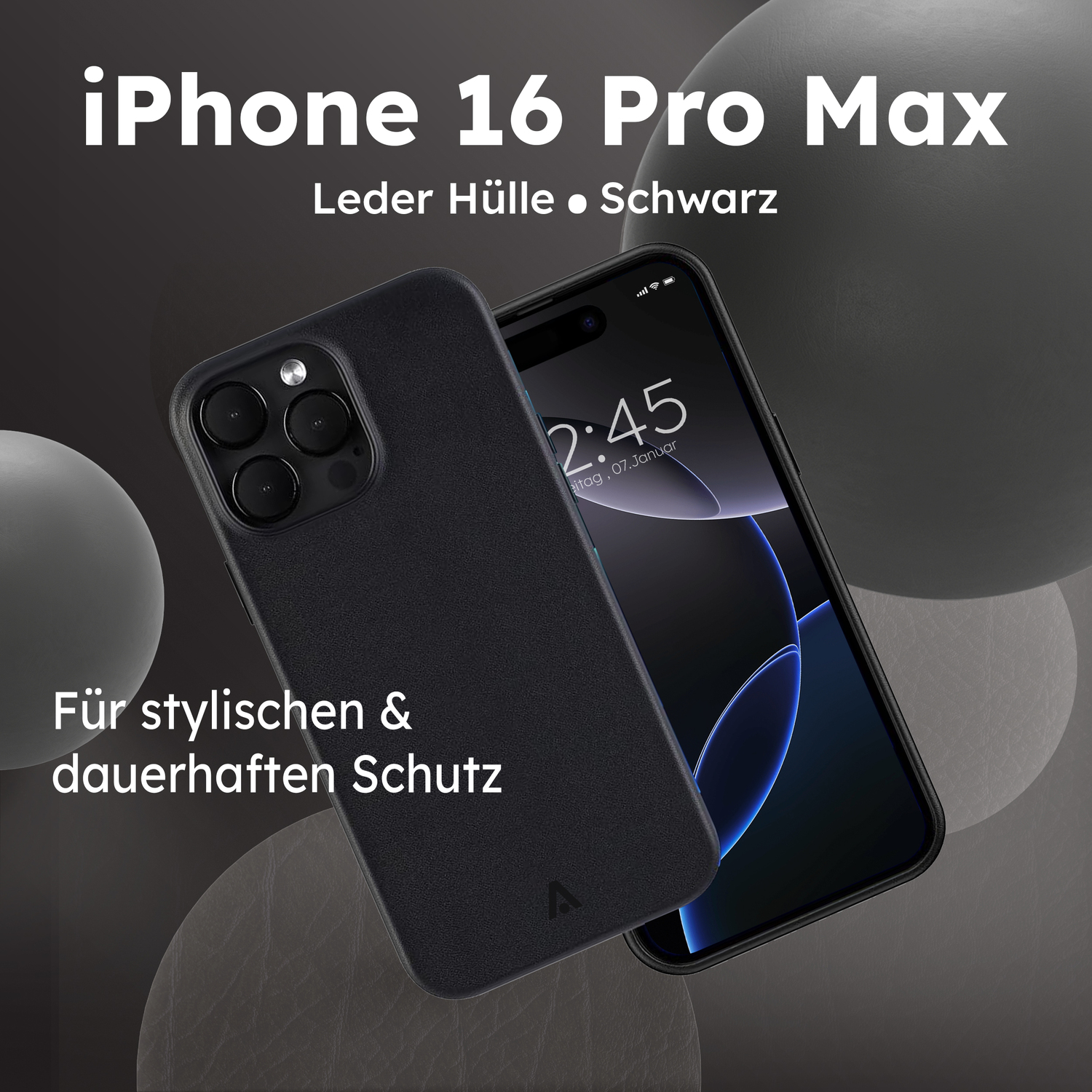 alkaya. | LUCID Pu Leather Case kompatibel mit Magsafe schwarz, 16 Pro Max