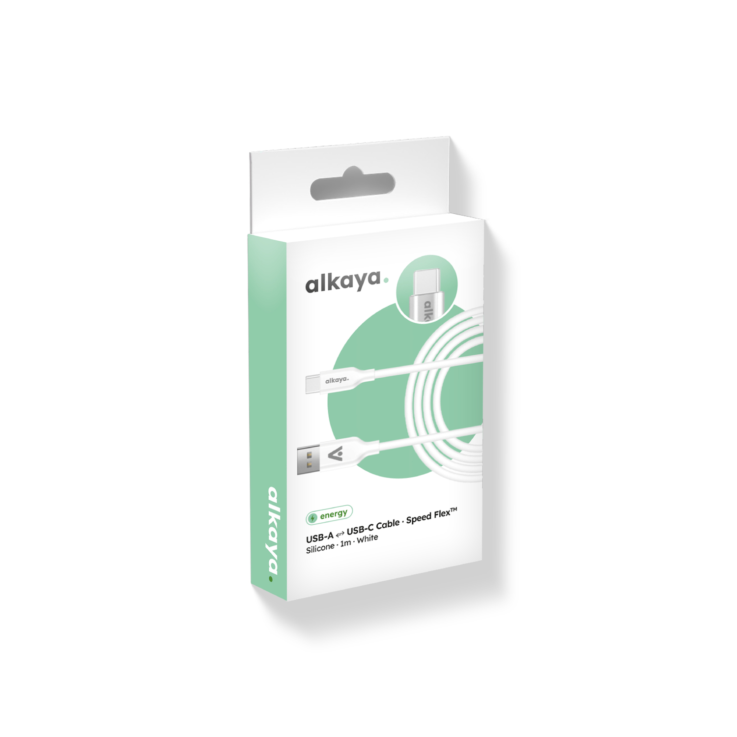 alkaya. | Speed Flex | Datenkabel | Silikon | USB A+C Weiß, 1 Meter